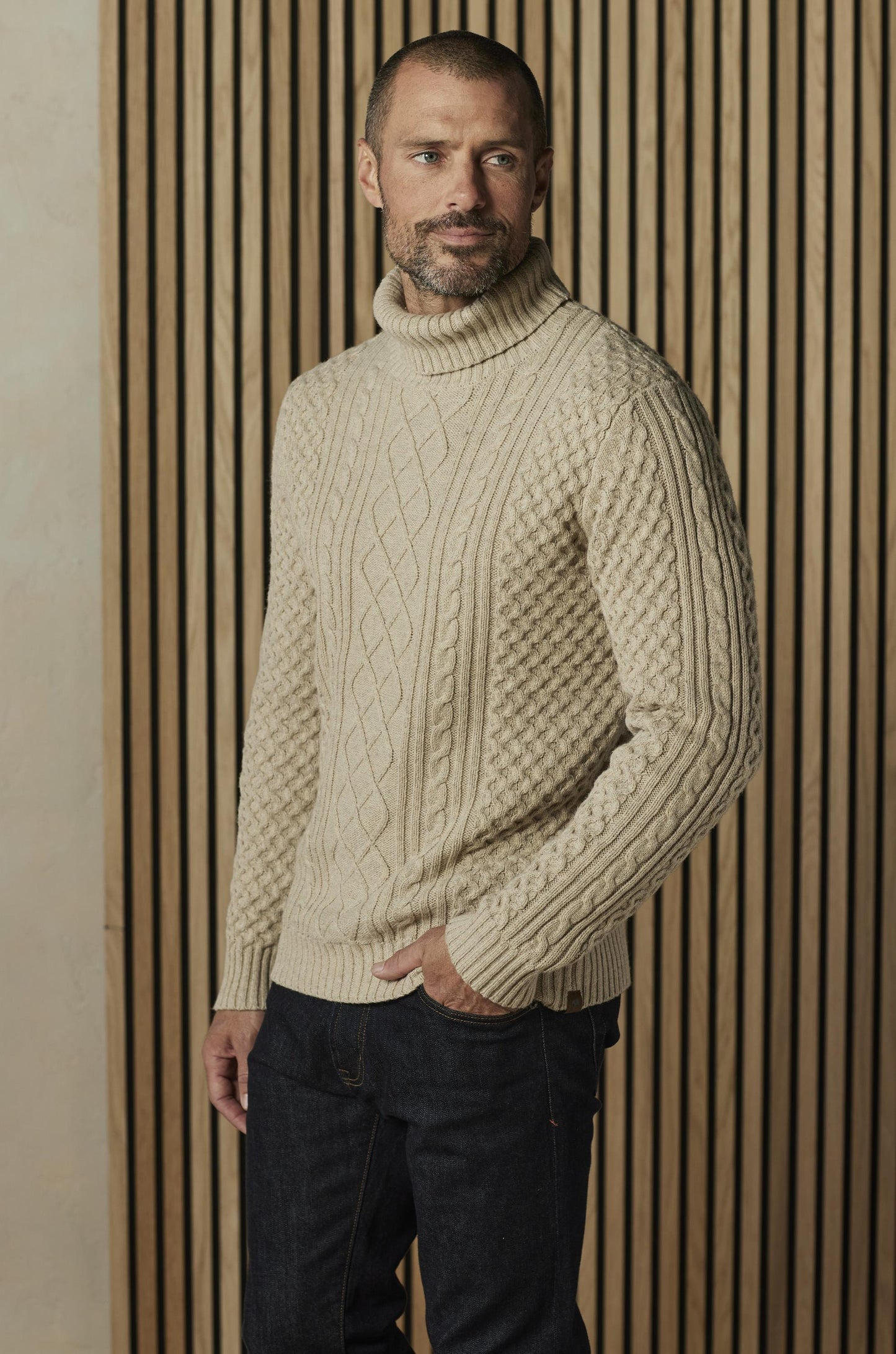 THE NORMAL BRAND Cable Knit Rollneck Sweater