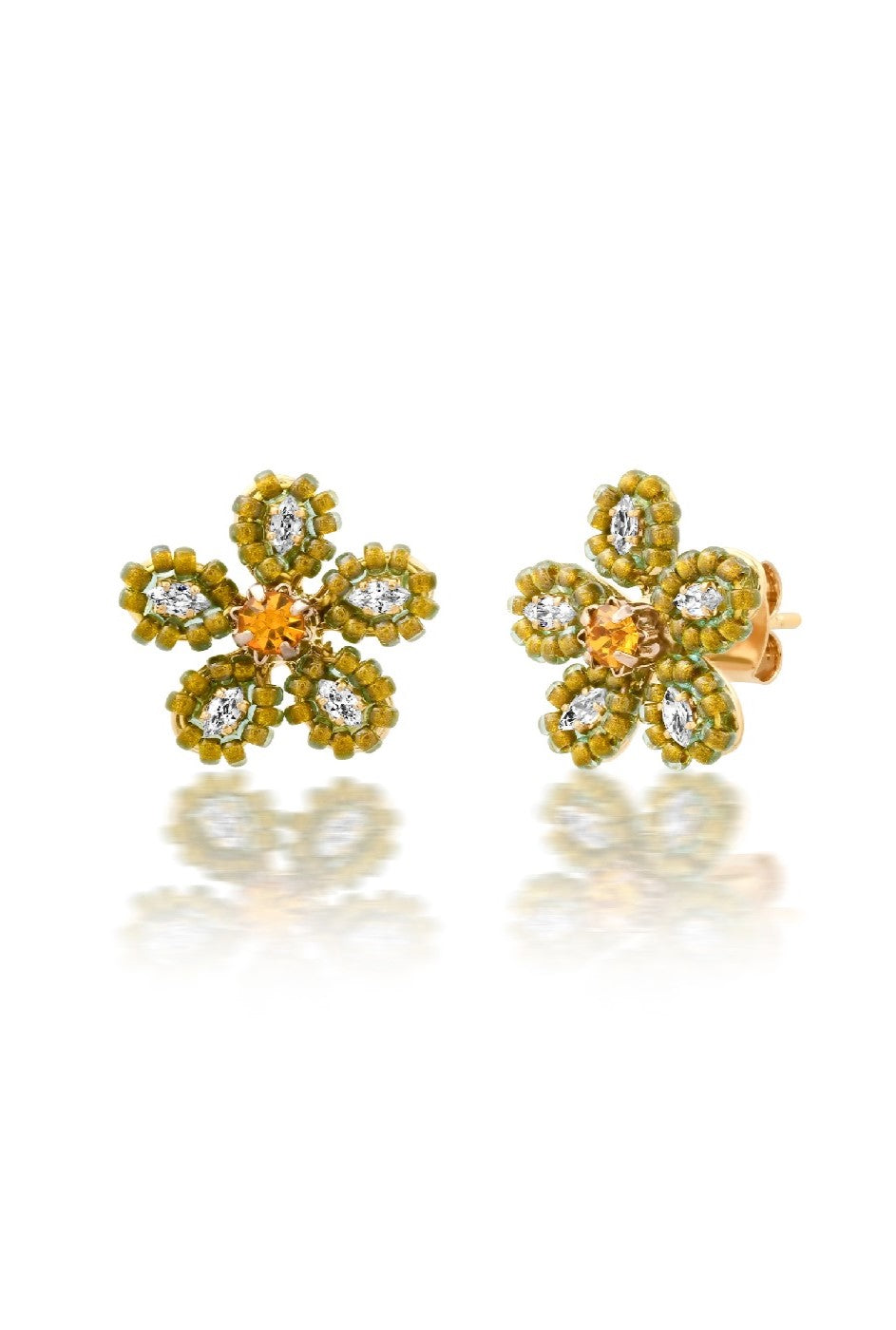 Tai Bejeweled Flower Earrings