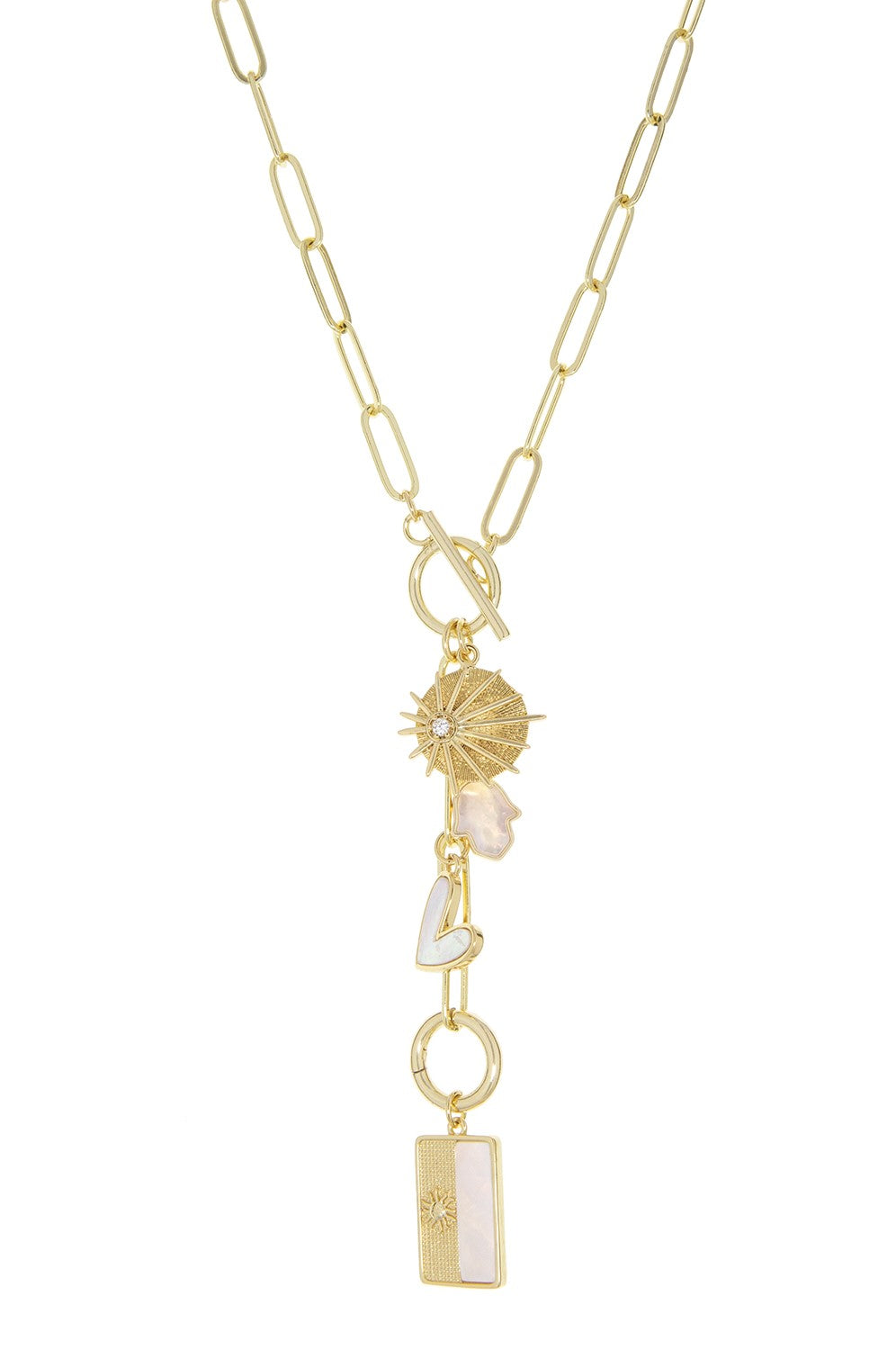 MARLYN SCHIFF Multi Charm Dangle Necklace
