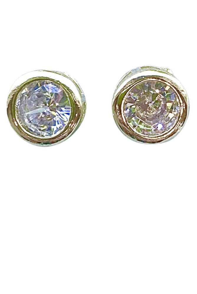 GEMELLI Bezel Stud-Gem 23 18kt Gold Plated CZ S