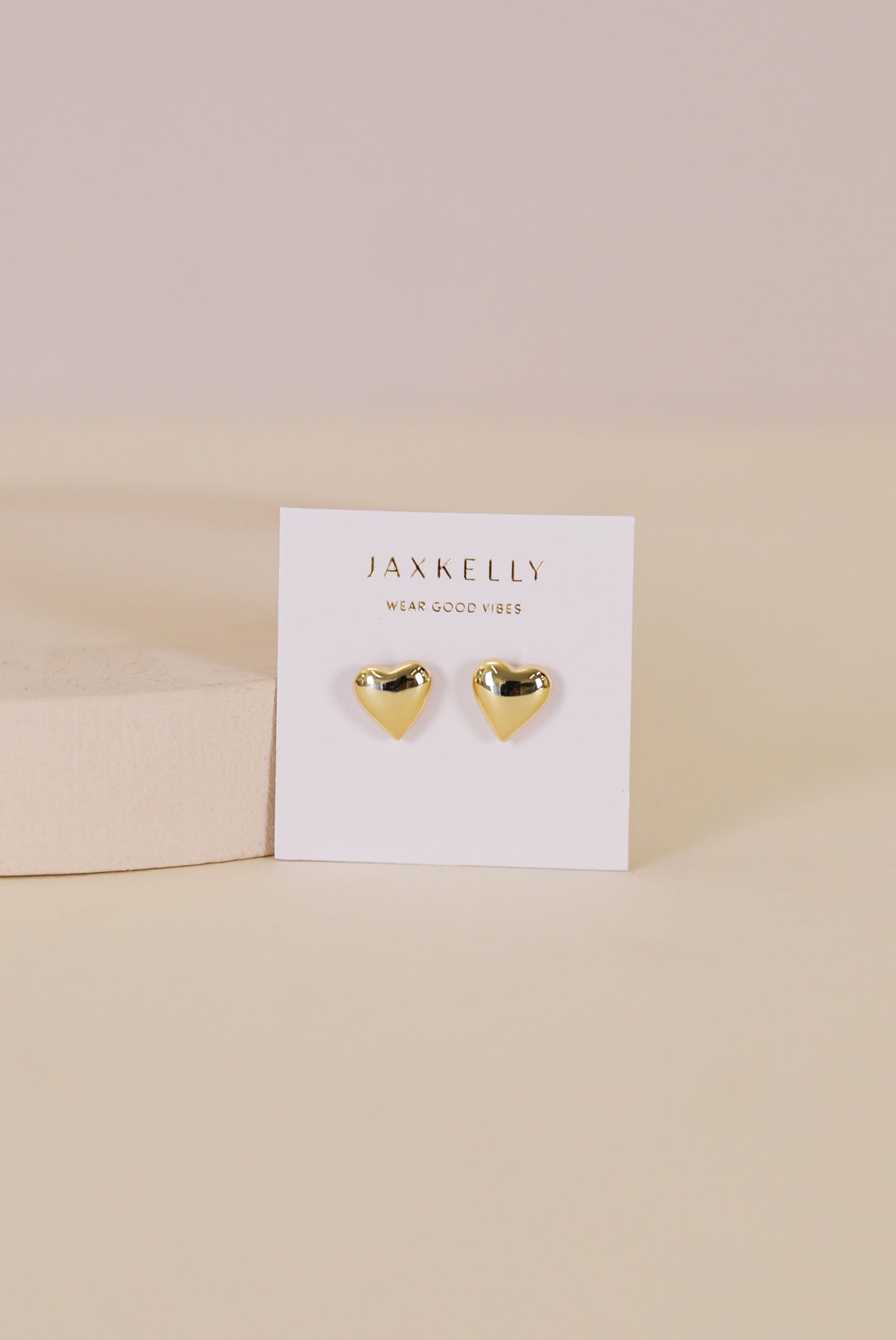 JAX KELLY Puffed Gold Heart Earrings
