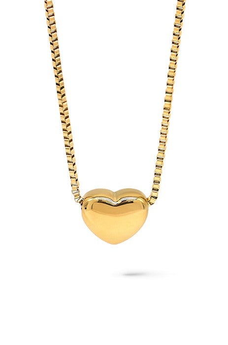 SECRET BOX Gold Puffy Heart Necklace