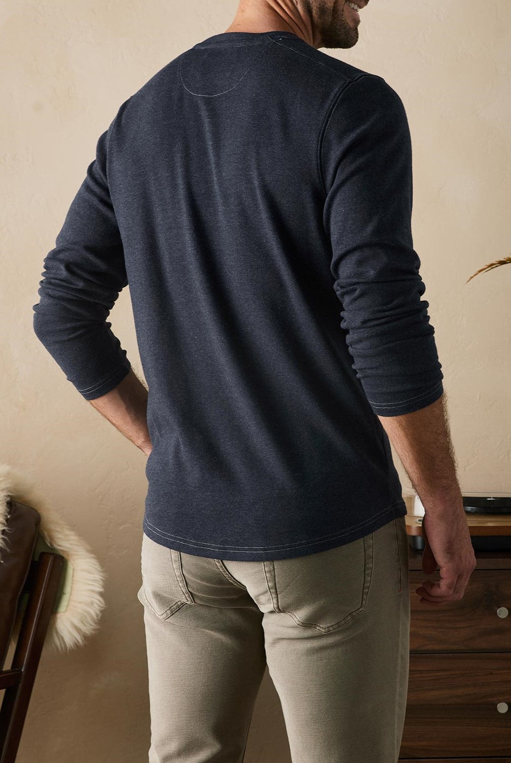 THE NORMAL BRAND Puremeso Two Button Henley In Stone