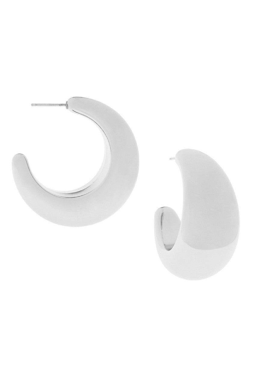  MARLYN SCHIFF Large Hollow Crescent Post Hoop