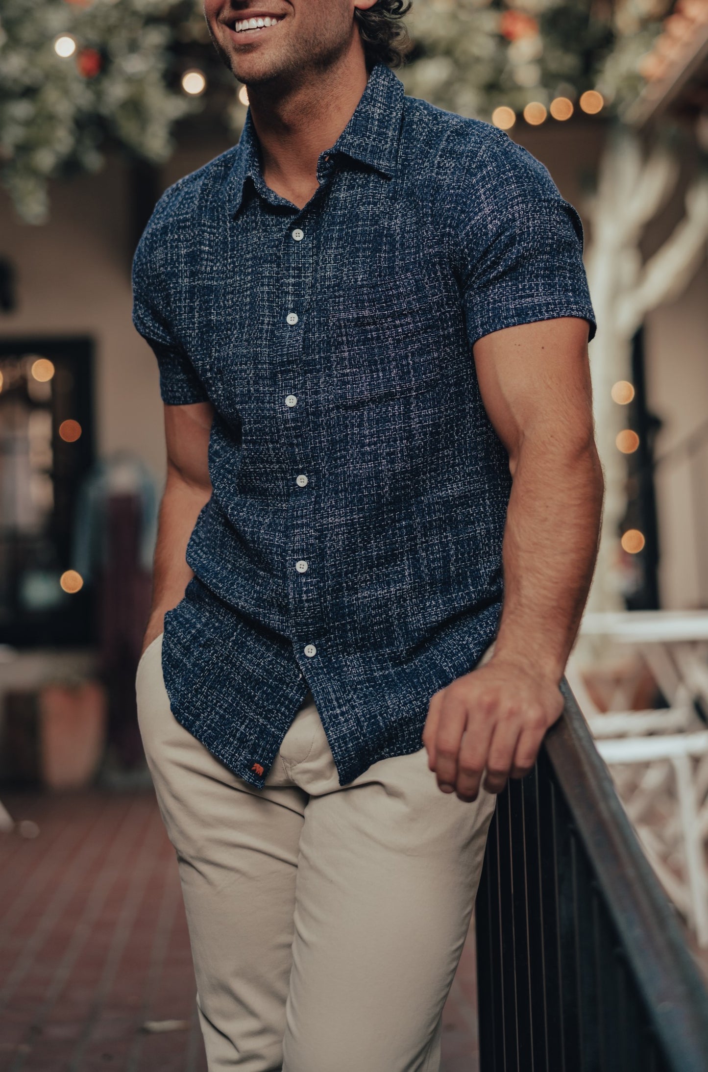  THE NORMAL BRAND Fresh Water Button Up Navy Pattern
