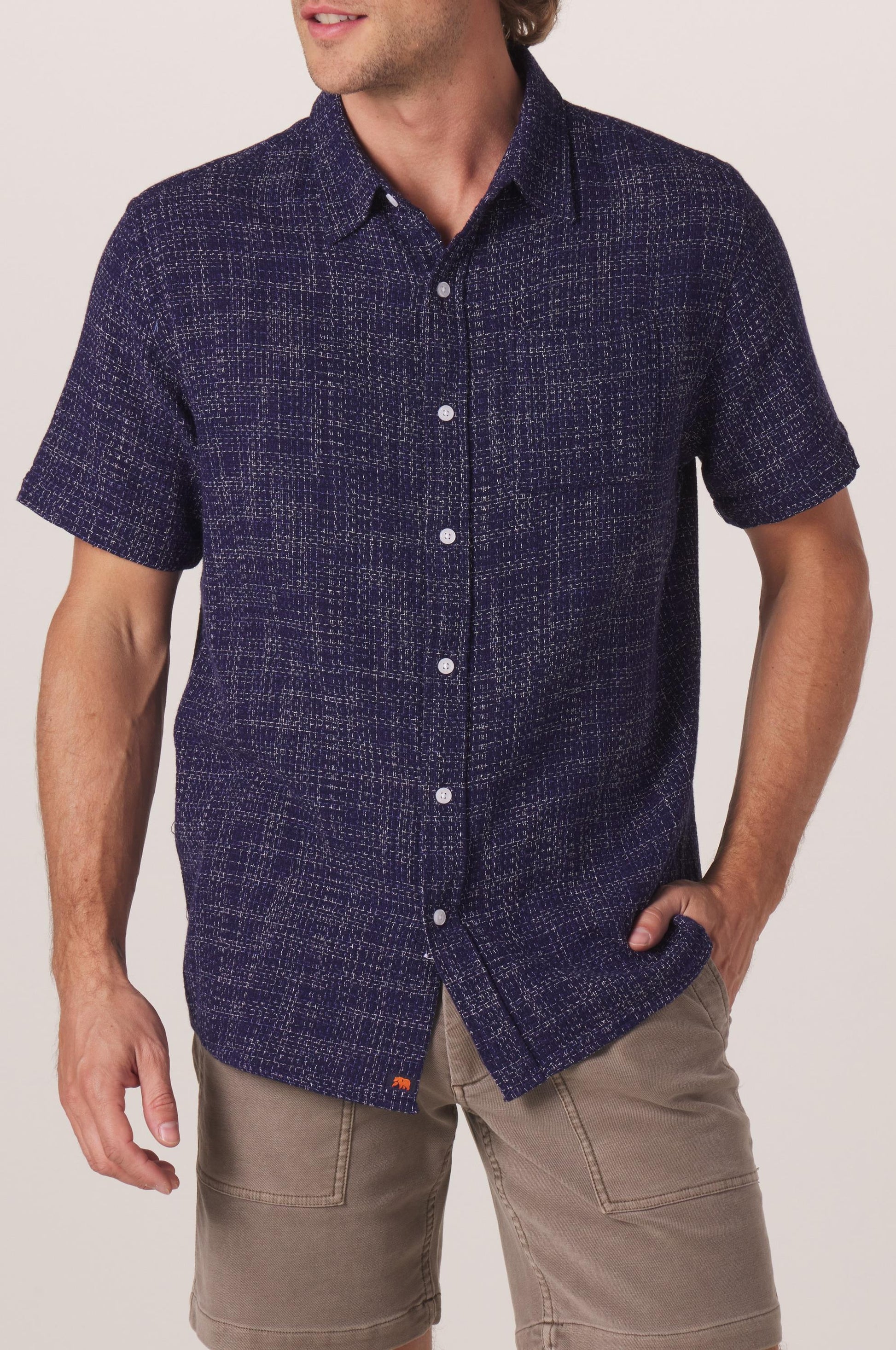  THE NORMAL BRAND Fresh Water Button Up Navy Pattern