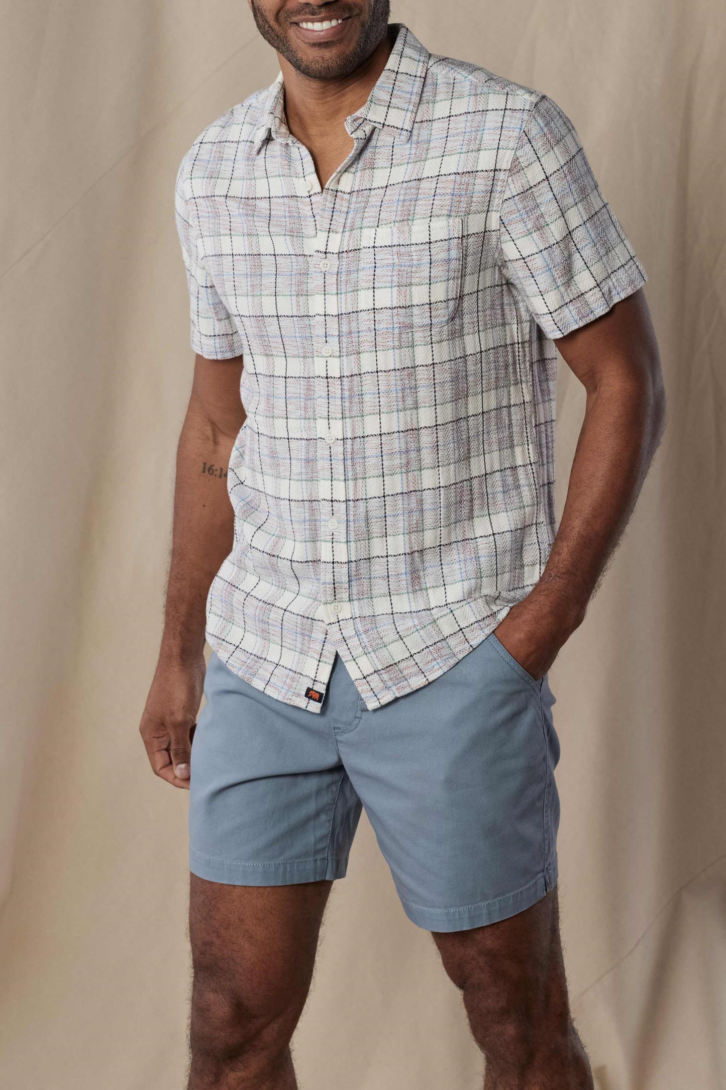  THE NORMAL BRAND Fresh Water Button Up Navy Pattern