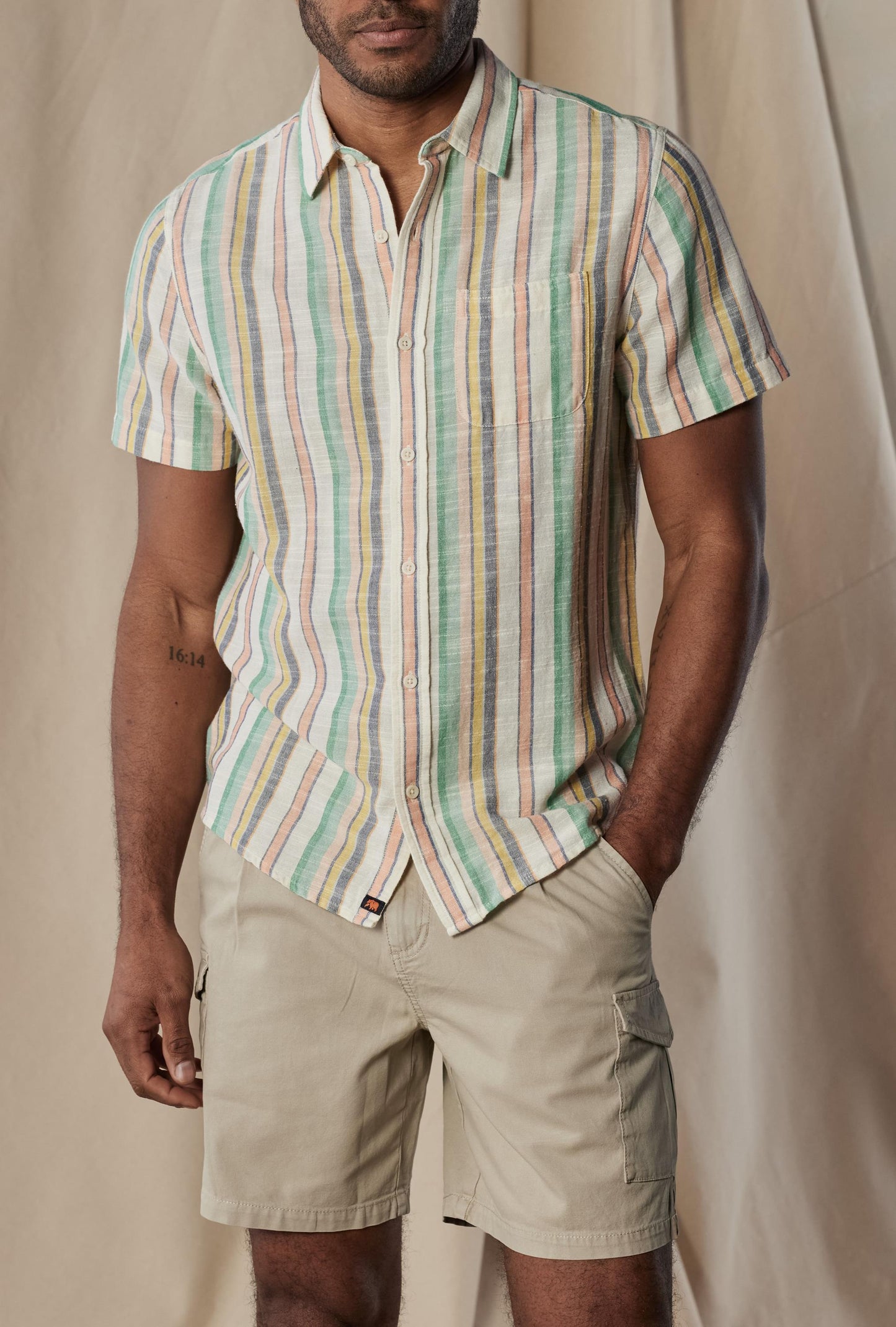  THE NORMAL BRAND Fresh Water Button Up Navy Pattern