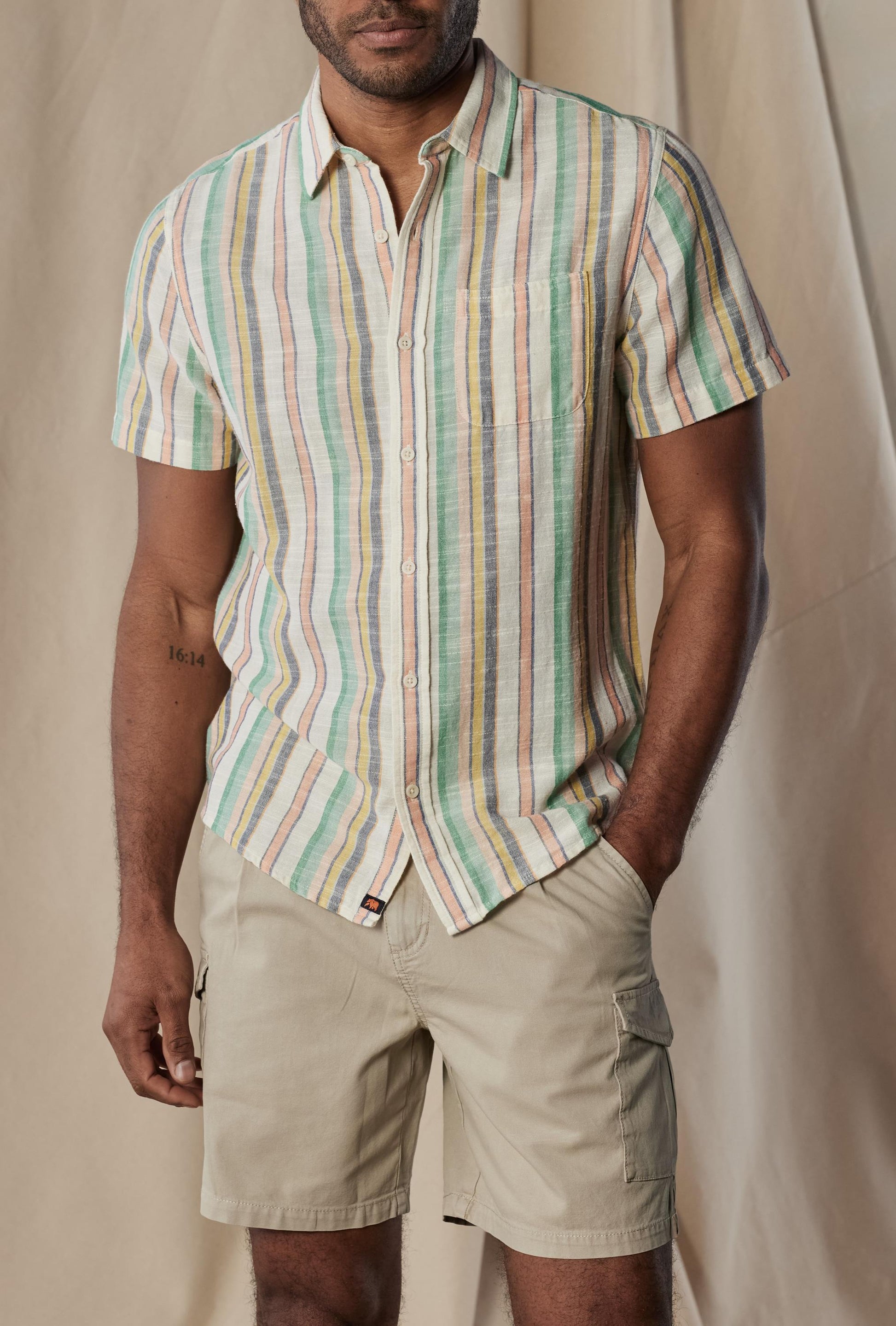  THE NORMAL BRAND Fresh Water Button Up Navy Pattern