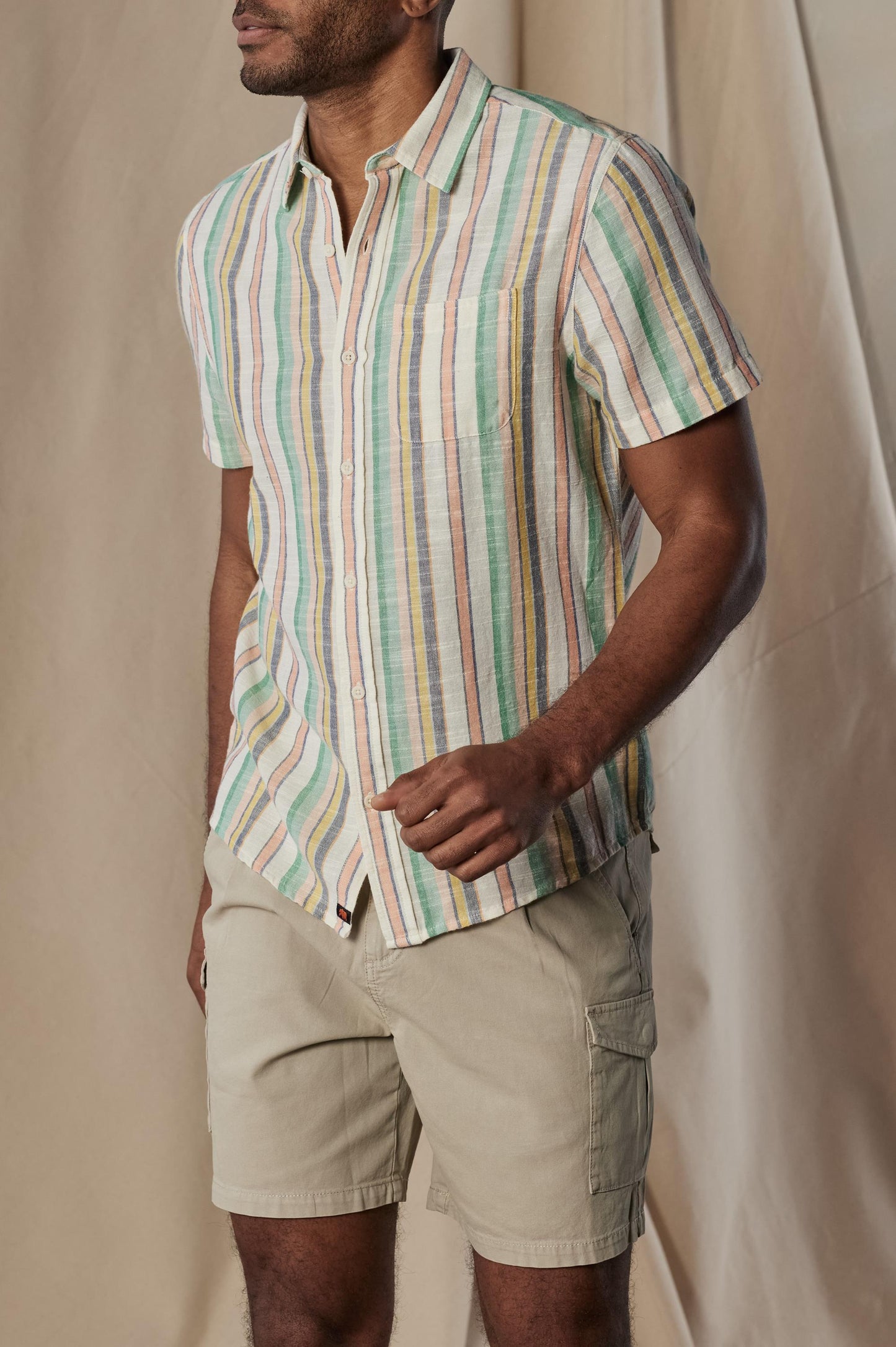  THE NORMAL BRAND Fresh Water Button Up Navy Pattern