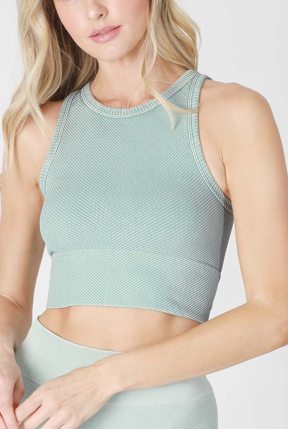  NIKI BIKI Vintage Chevron Hi Neck Crop Top