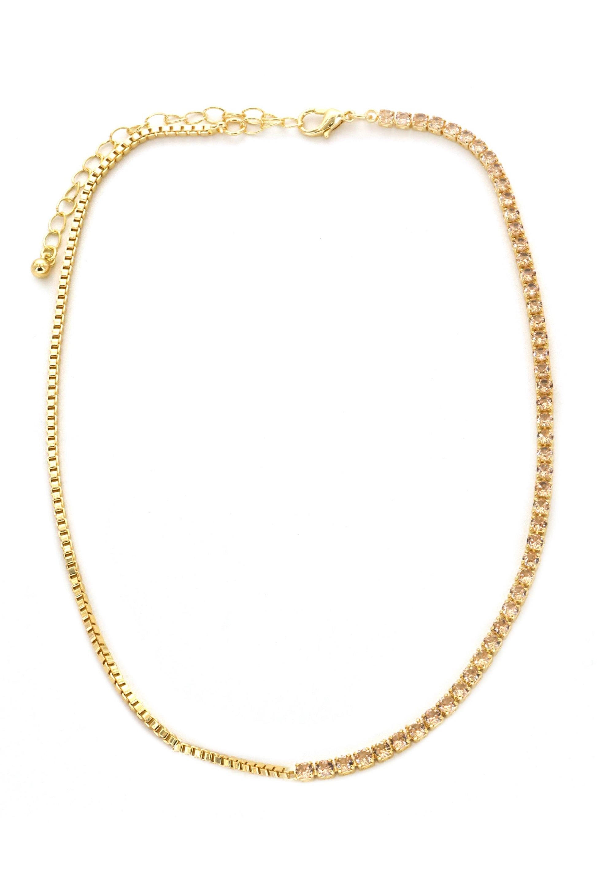  SOUTH MOON UNDER 14 Inch Topaz Rhinestone Necklace