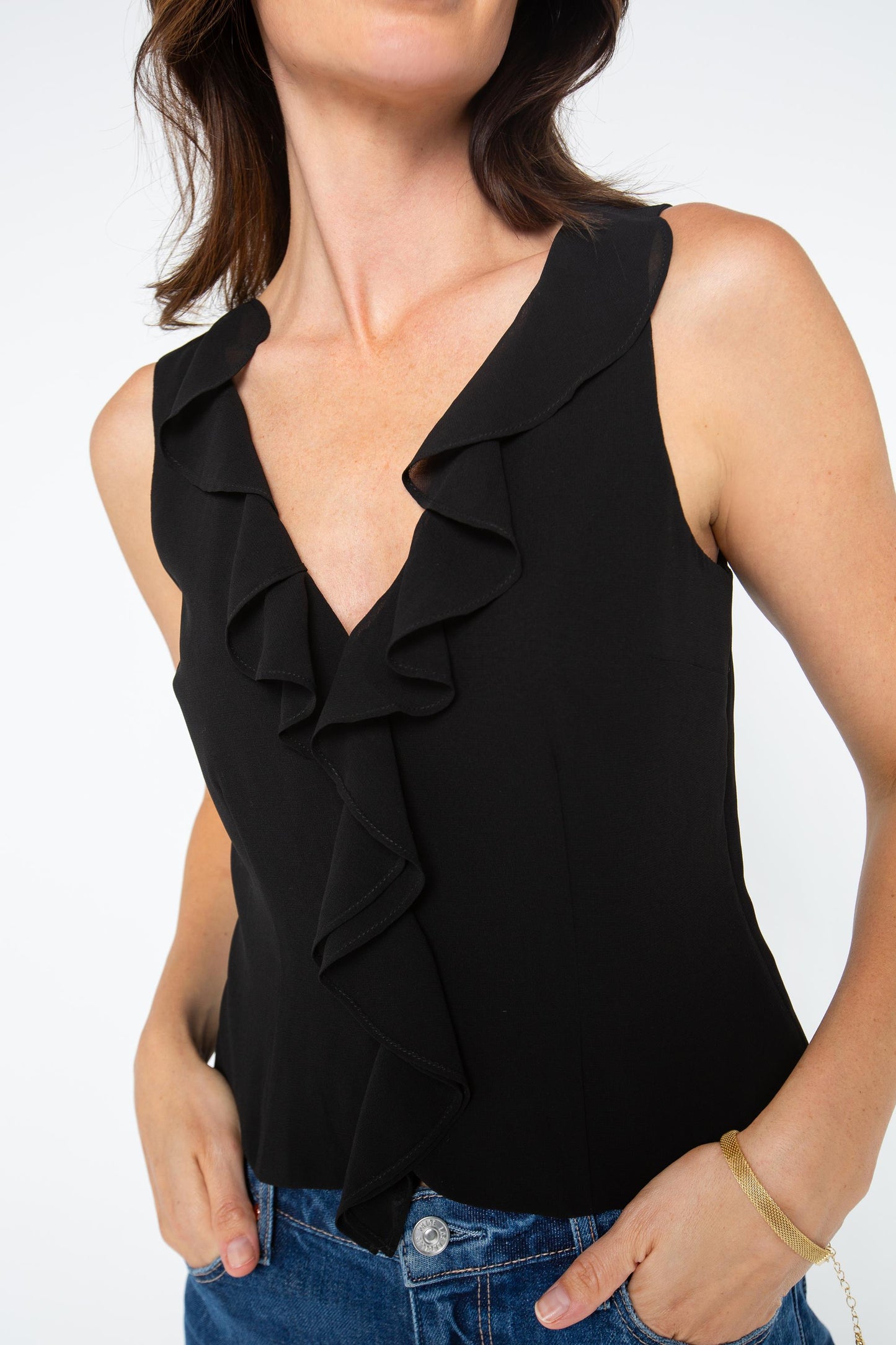  GEORGIE Sleeveless Ruffle Detail Blouse