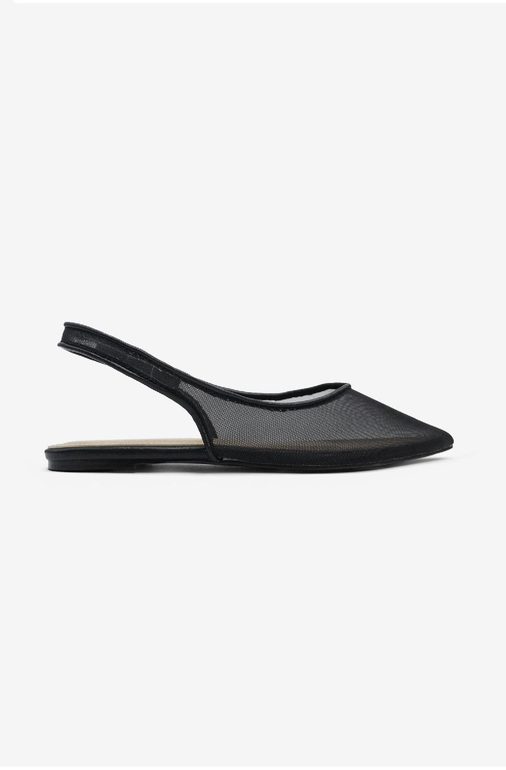  LEMONADE Black Mesh Slingback Flat