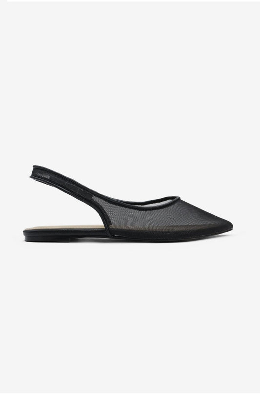  LEMONADE Black Mesh Slingback Flat