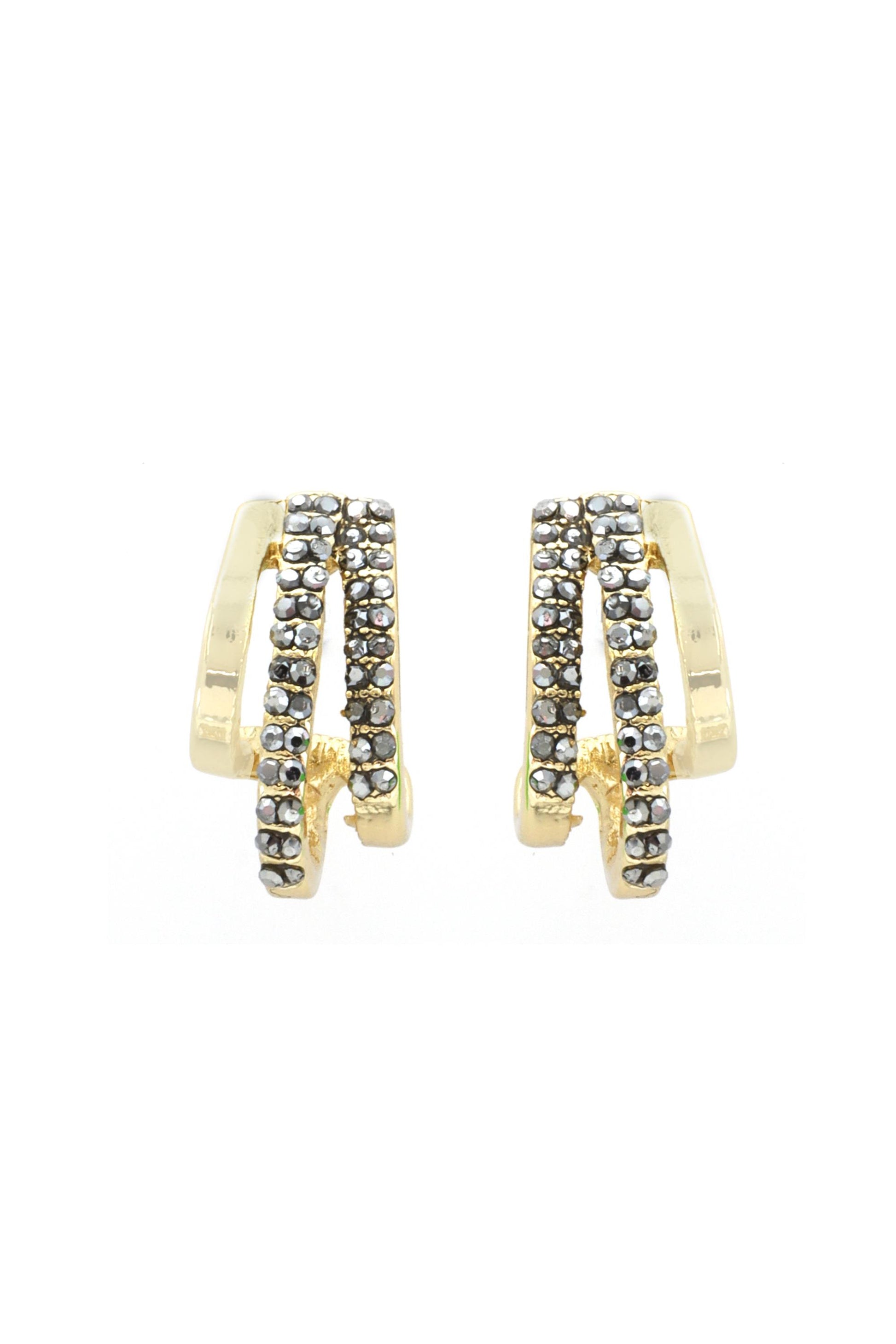  SOUTH MOON UNDER Hematite Gold Huggies Earrings