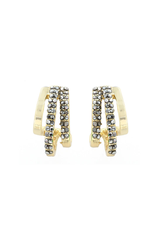  SOUTH MOON UNDER Hematite Gold Huggies Earrings