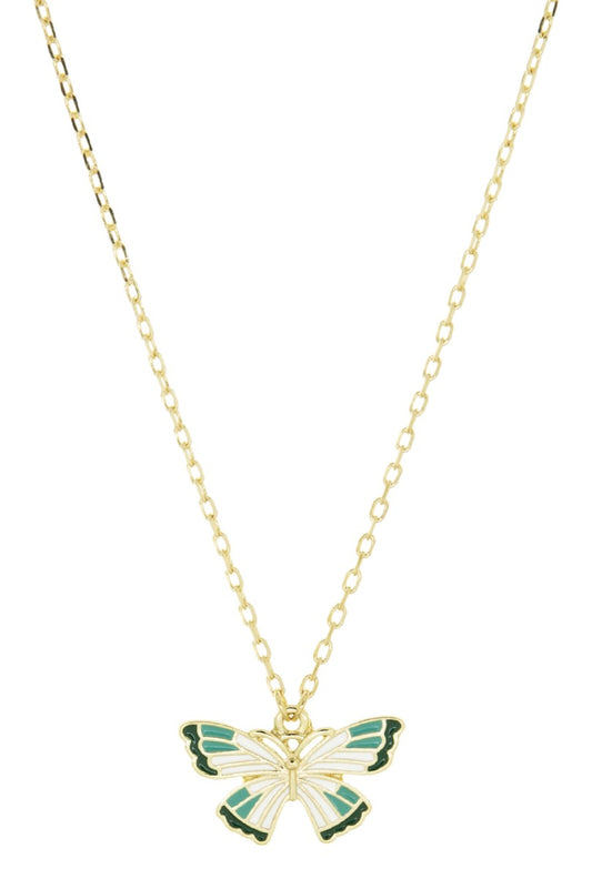  MARLYN SCHIFF Gold 16 Inch Enamel Butterfly Necklace