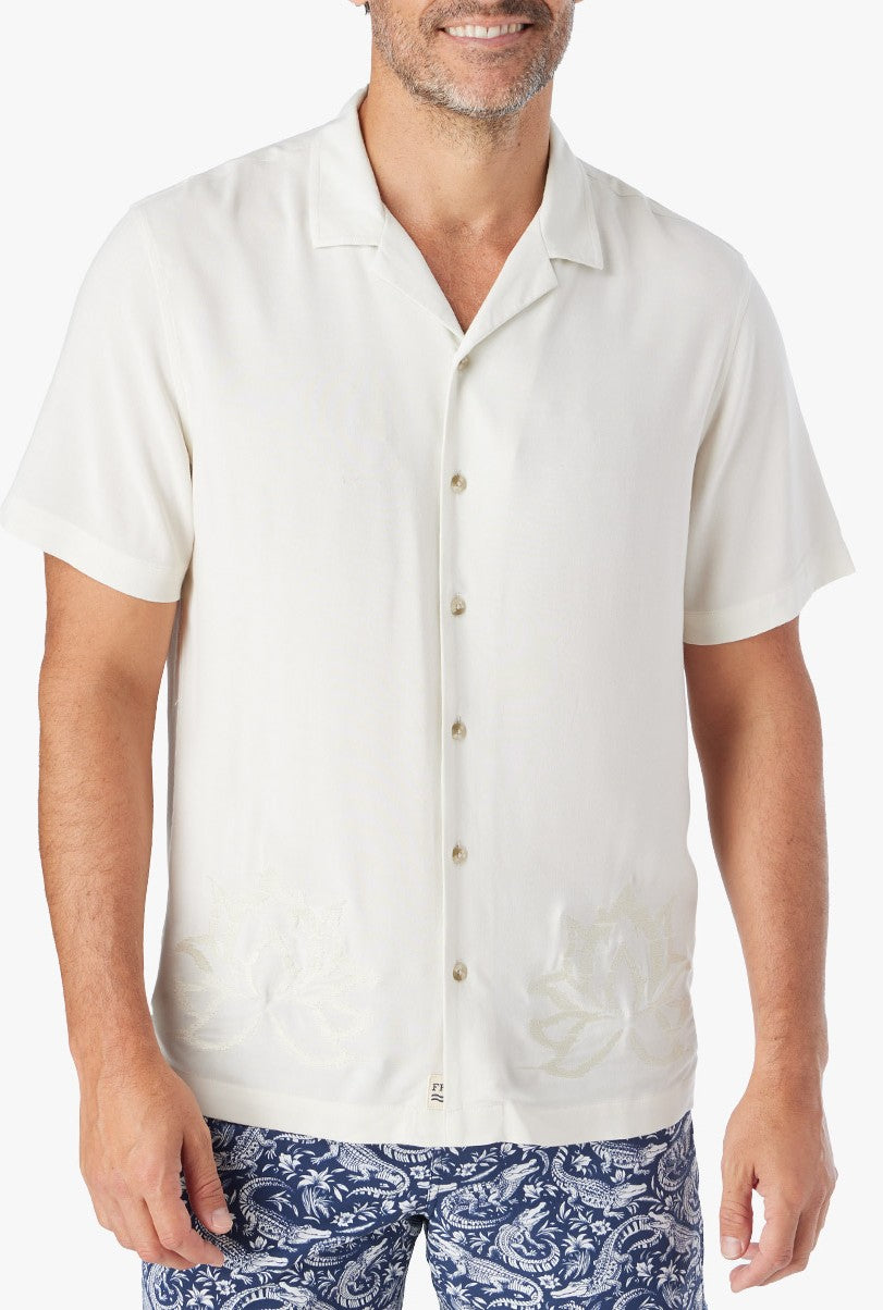  Fair Harbor The Marina Camp Shirt- White Lotus