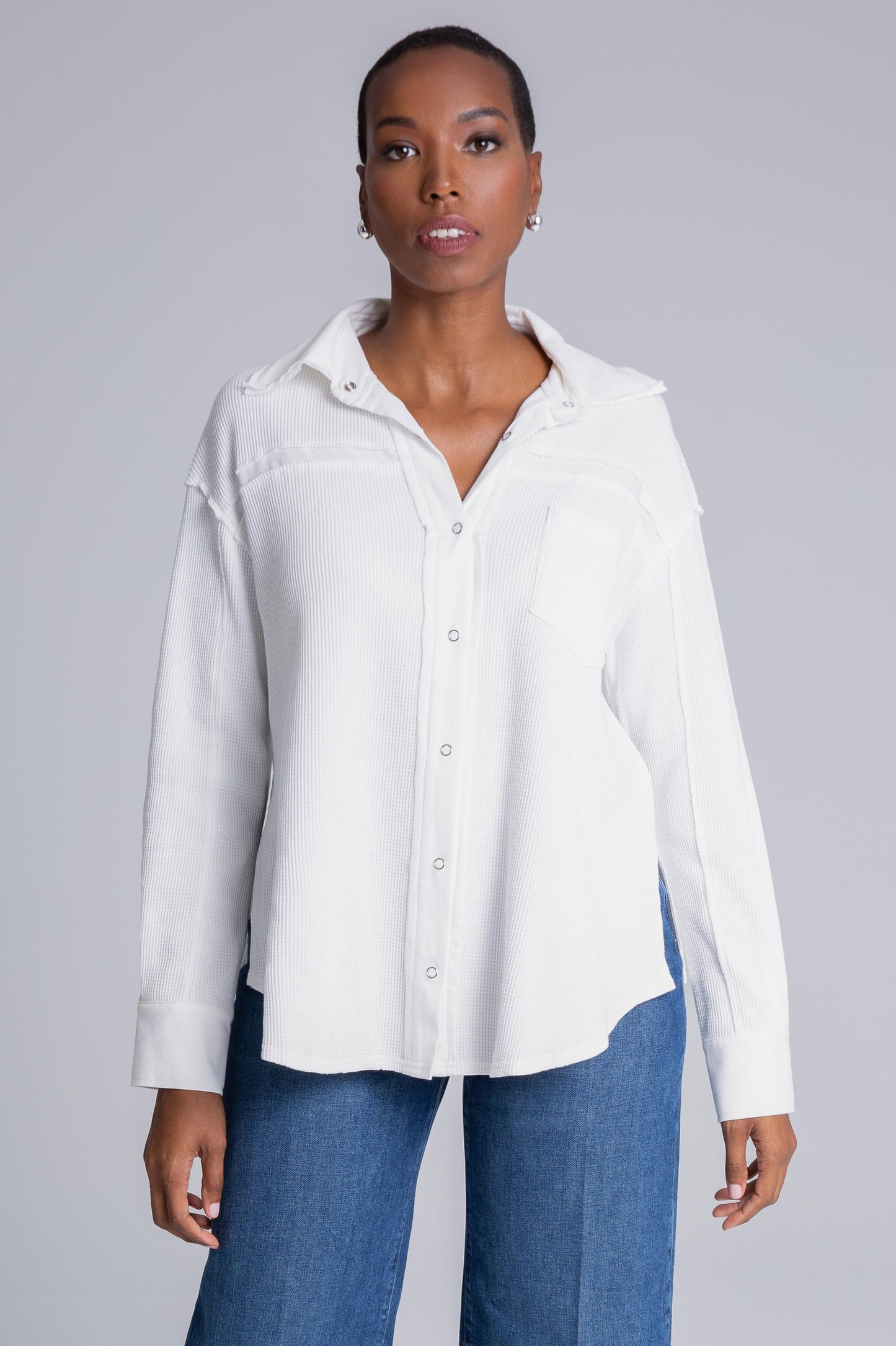  JUNIPER BLU Waffle Button Down