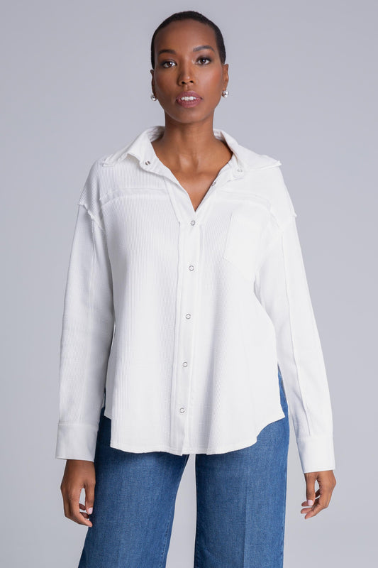  JUNIPER BLU Waffle Button Down