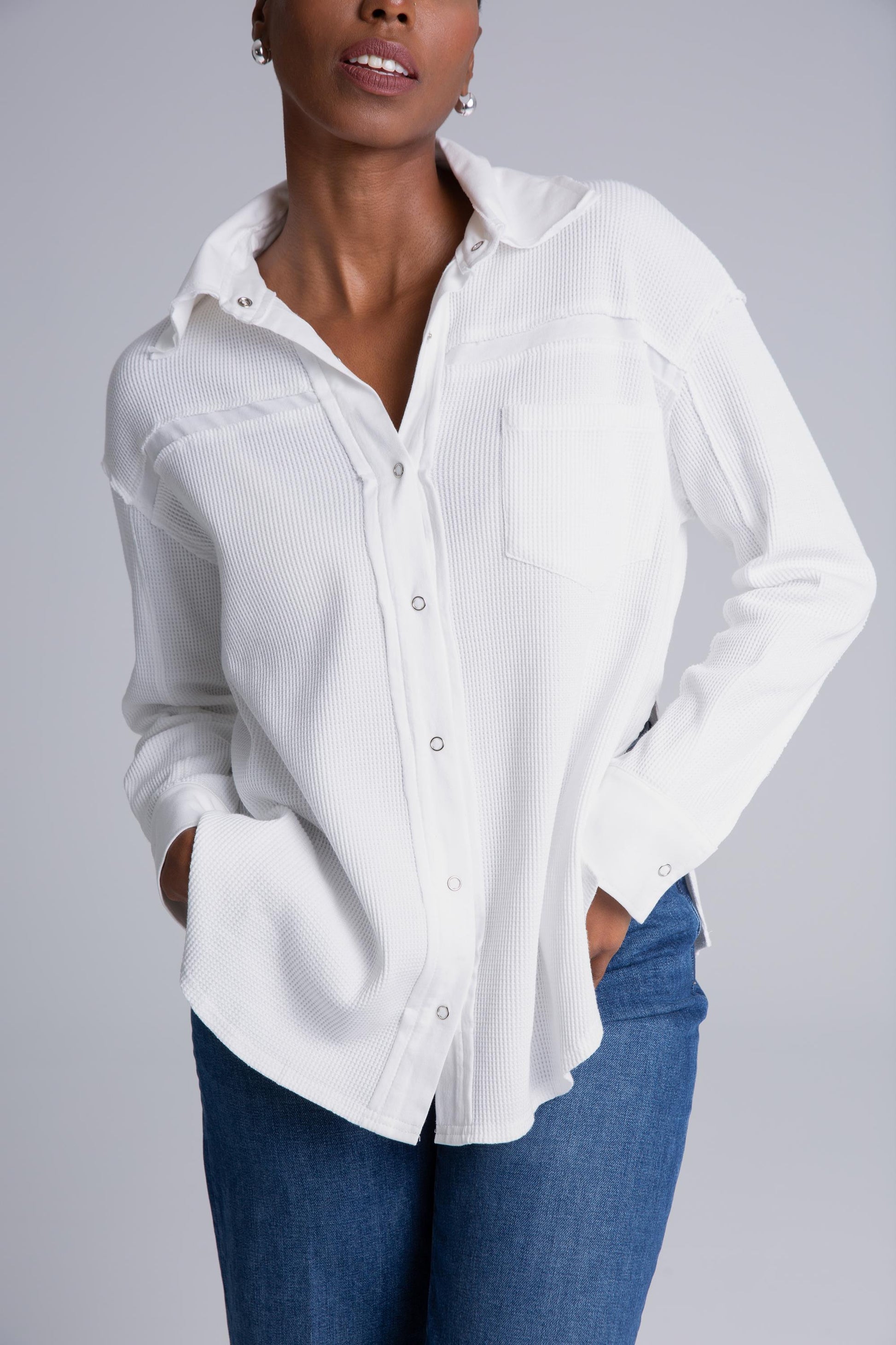  JUNIPER BLU Waffle Button Down