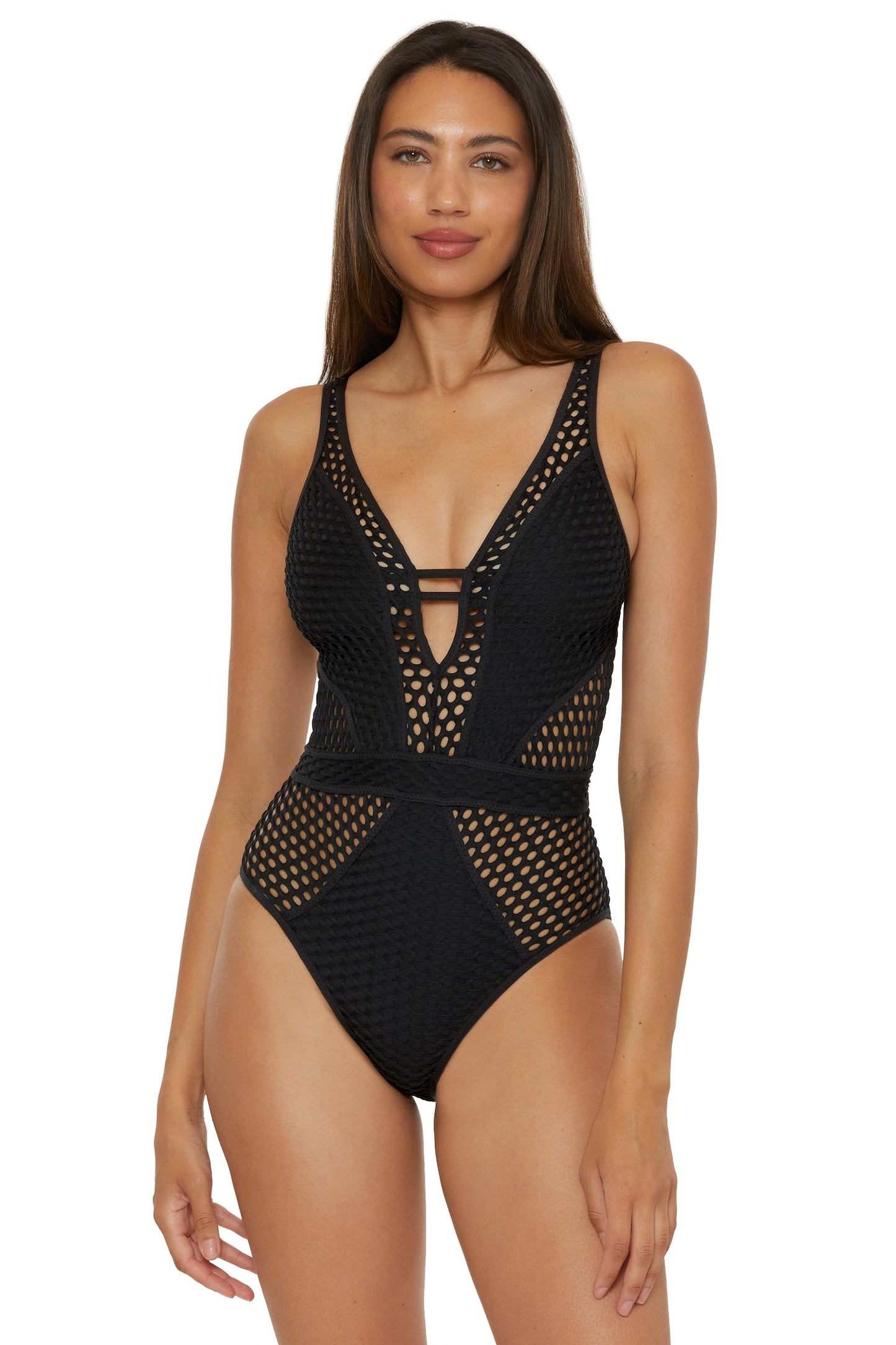  BECCA SWIM Black Castaway Plunge 1pc