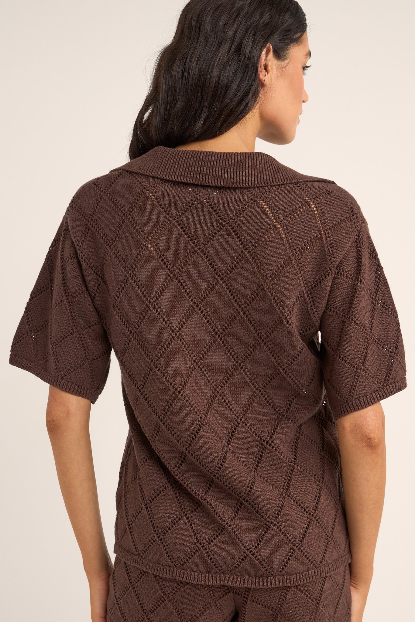  RHYTHM Chocolate Islander Collared Knit Shirt