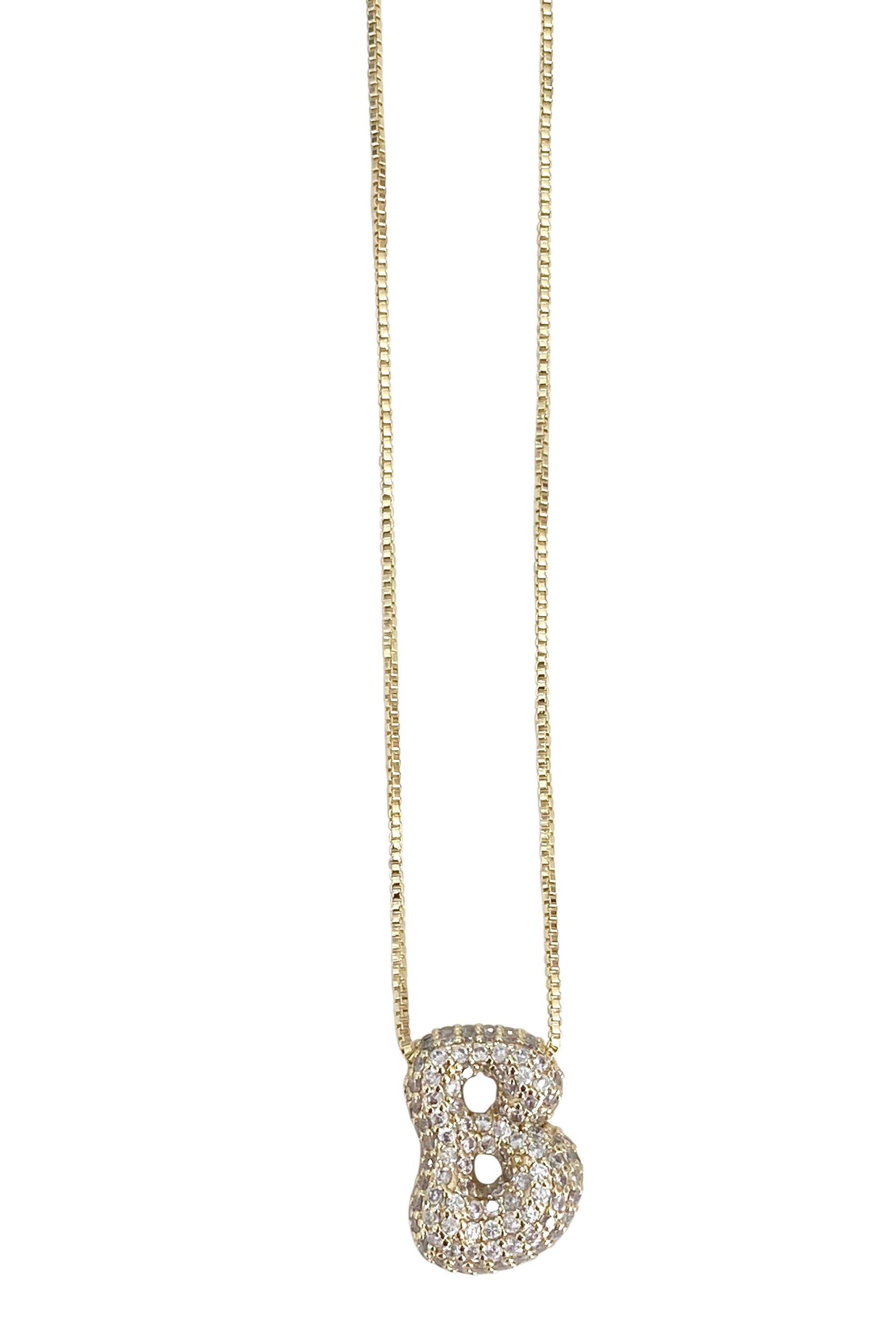  SOUTH MOON UNDER Pave Bubble Initial Necklace D