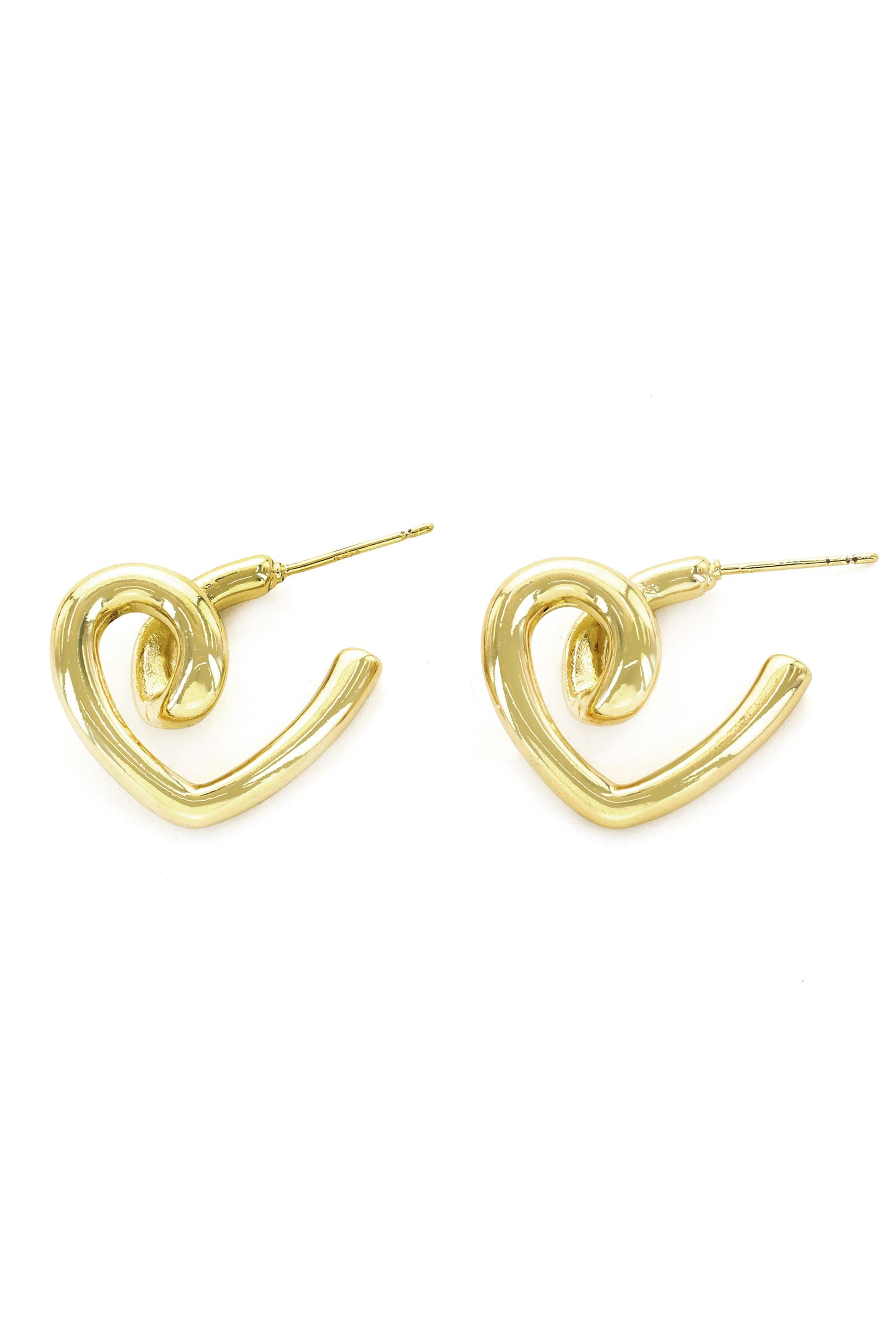  SOUTH MOON UNDER Gold Loop Heart Post Earrings