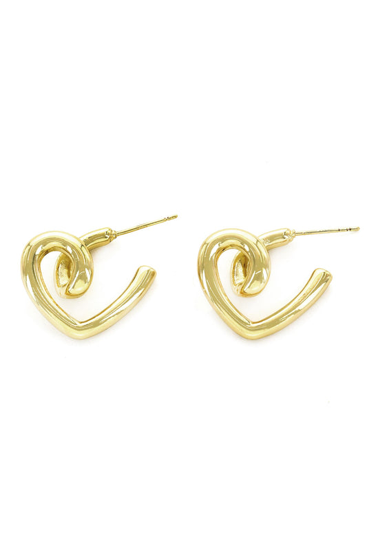 SOUTH MOON UNDER Gold Loop Heart Post Earrings