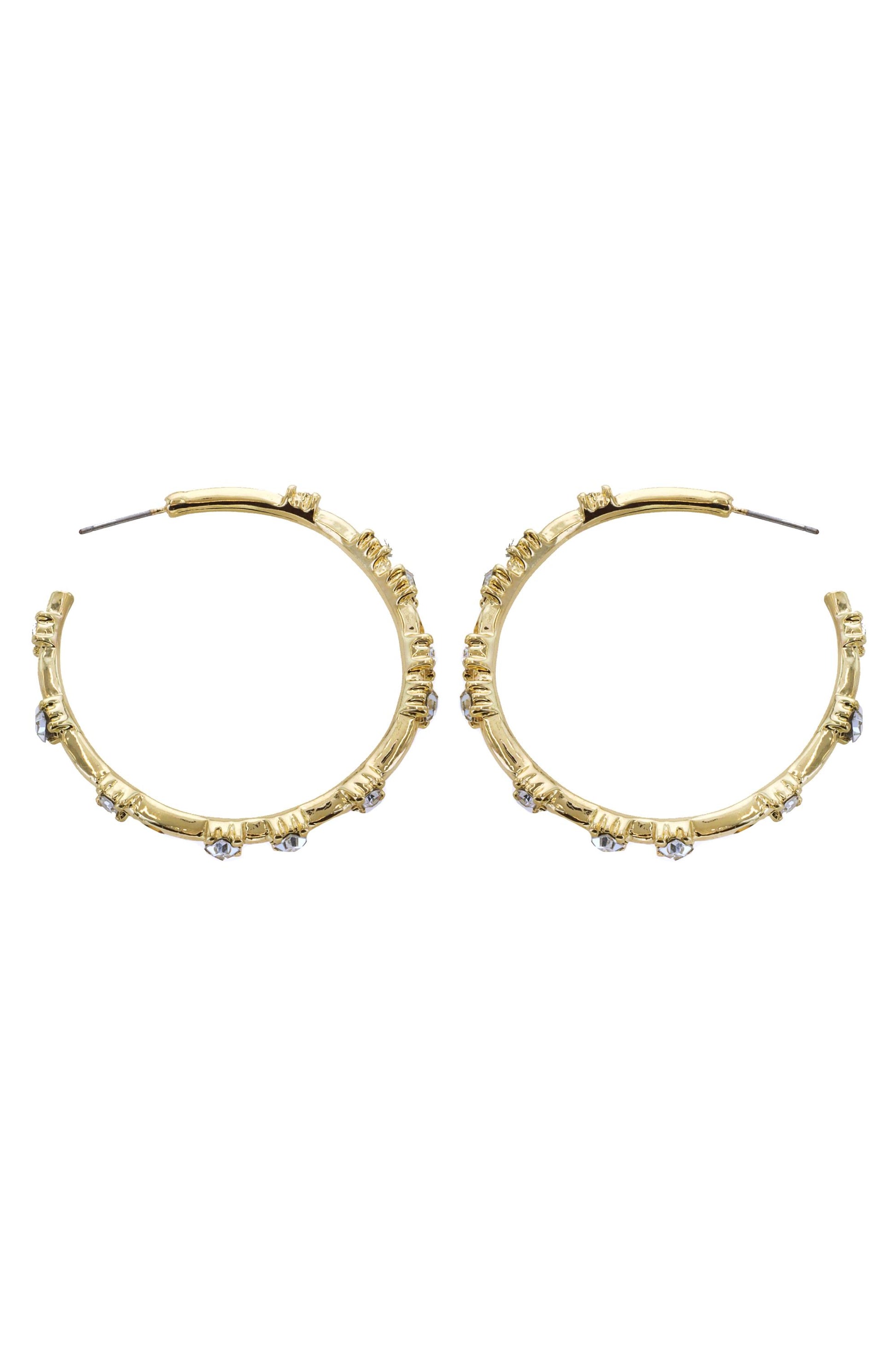  SOUTH MOON UNDER Gold Crystal Jewel Hoop Earrings