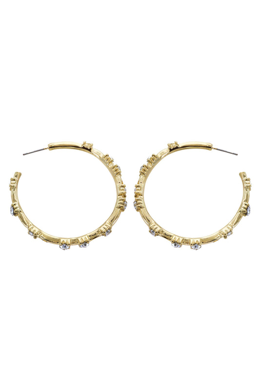  SOUTH MOON UNDER Gold Crystal Jewel Hoop Earrings