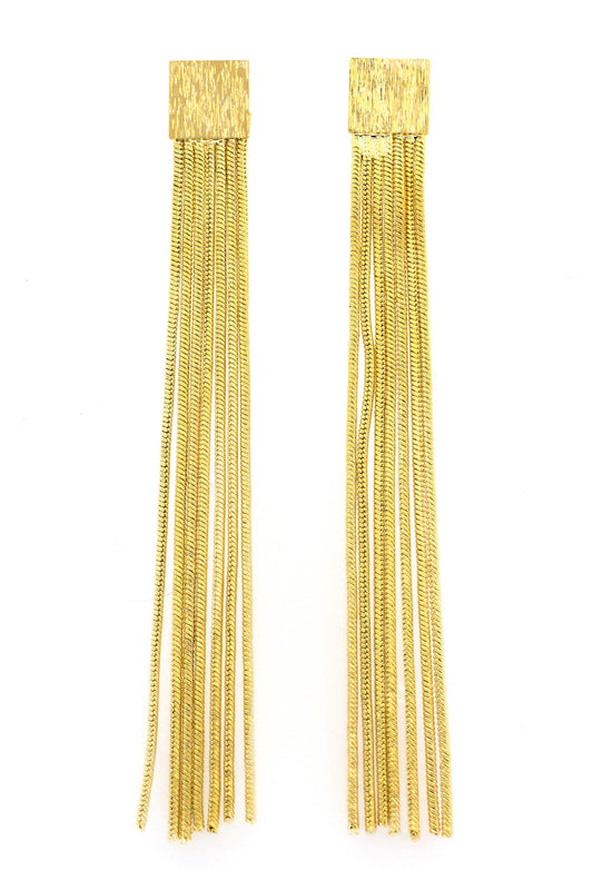  SOUTH MOON UNDER Gold Square Fringe Earrings