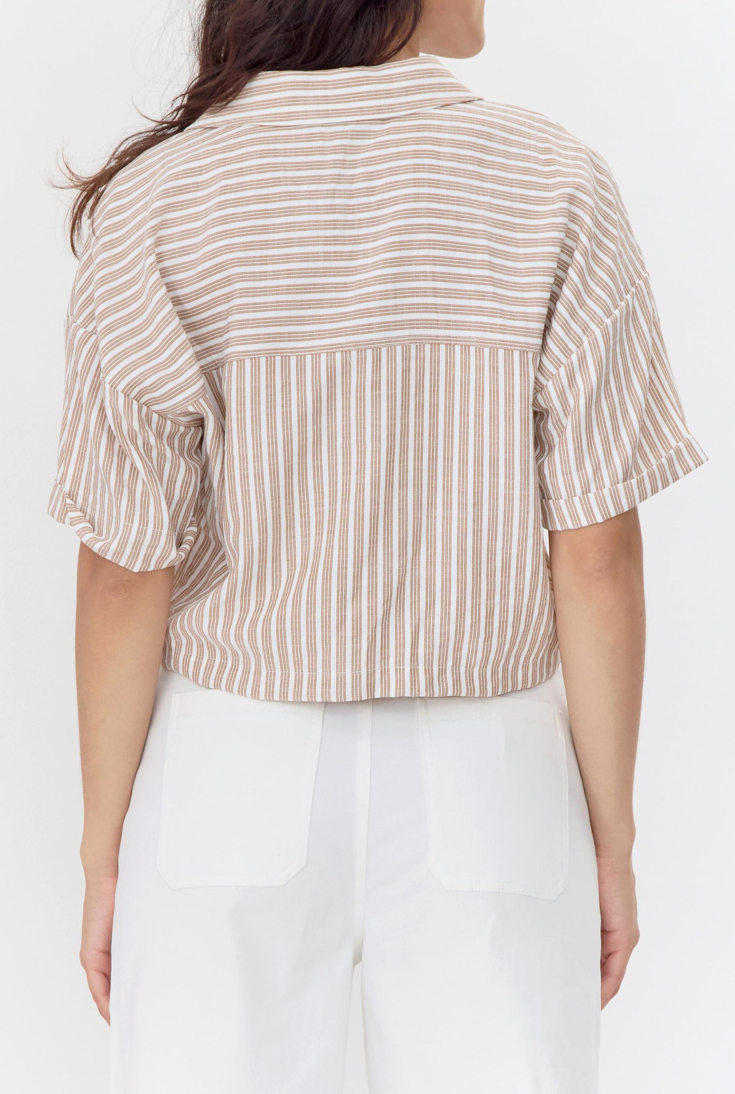  GREYLIN Maria Cropped Twist Front Stripe Shirt