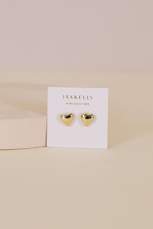  JAX KELLY Puffed Gold Heart Earrings