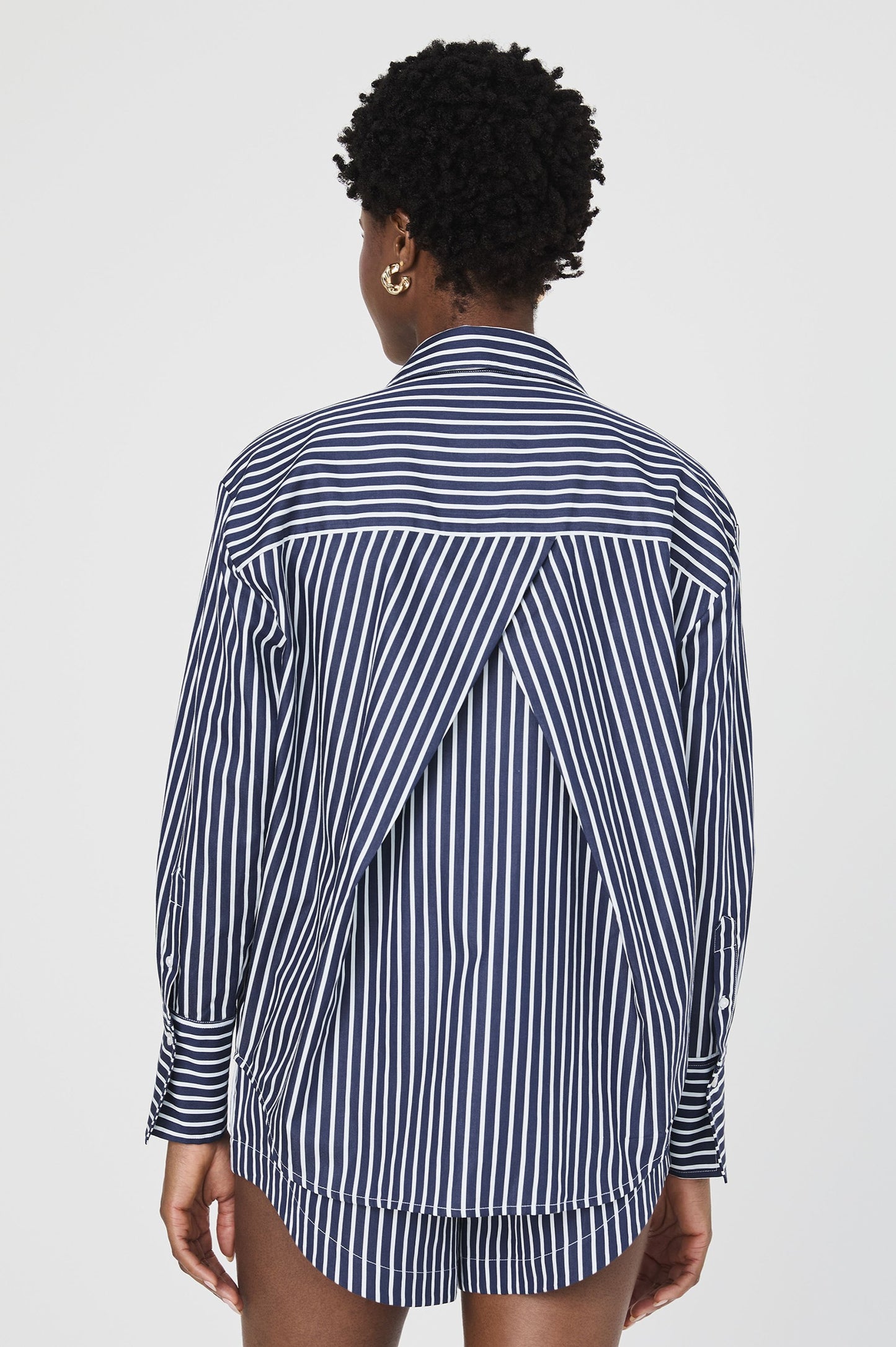 FRENCH CONNECTION Alexis Poplin Angled Yoke Stripe Shirt