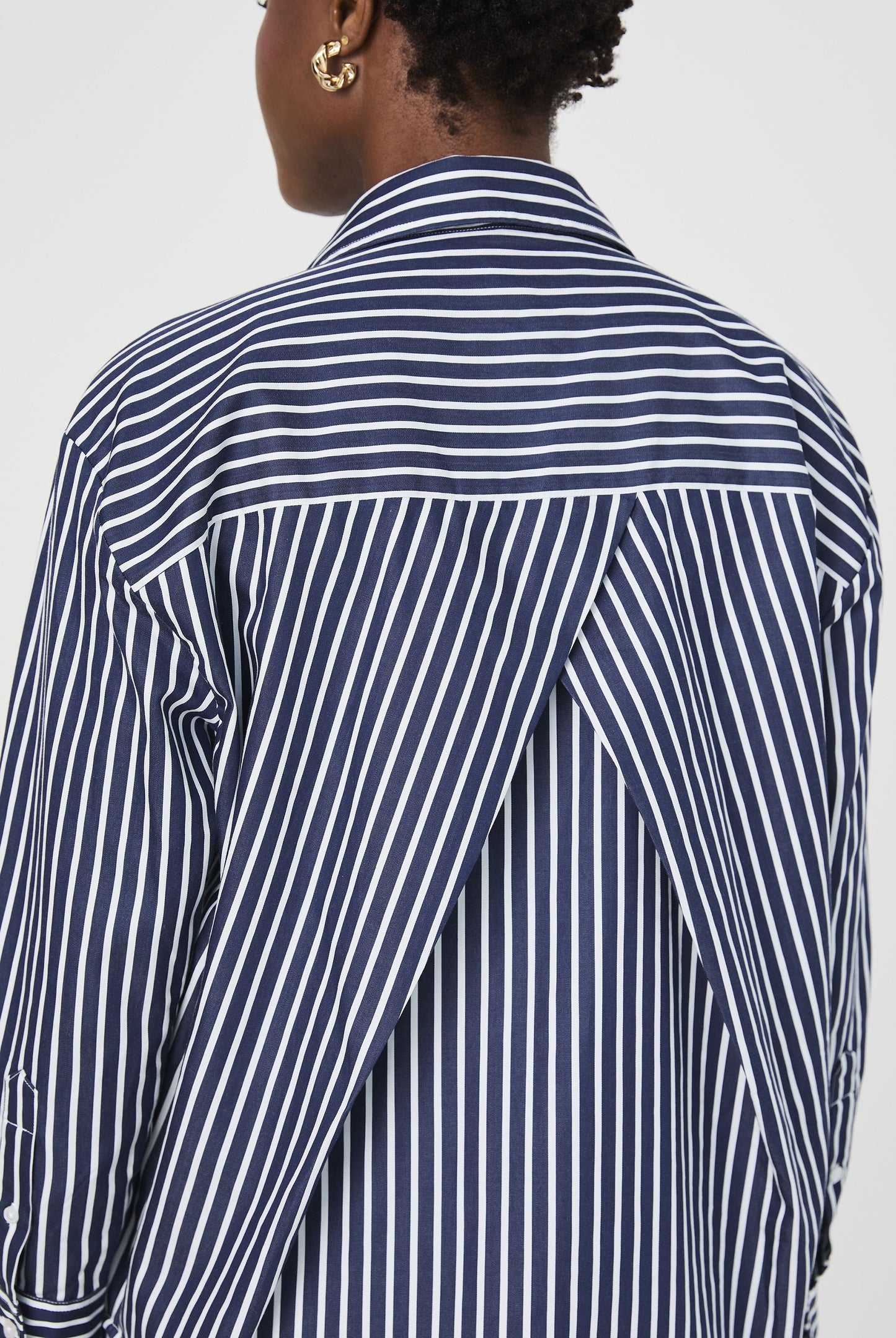  FRENCH CONNECTION Alexis Poplin Angled Yoke Stripe Shirt
