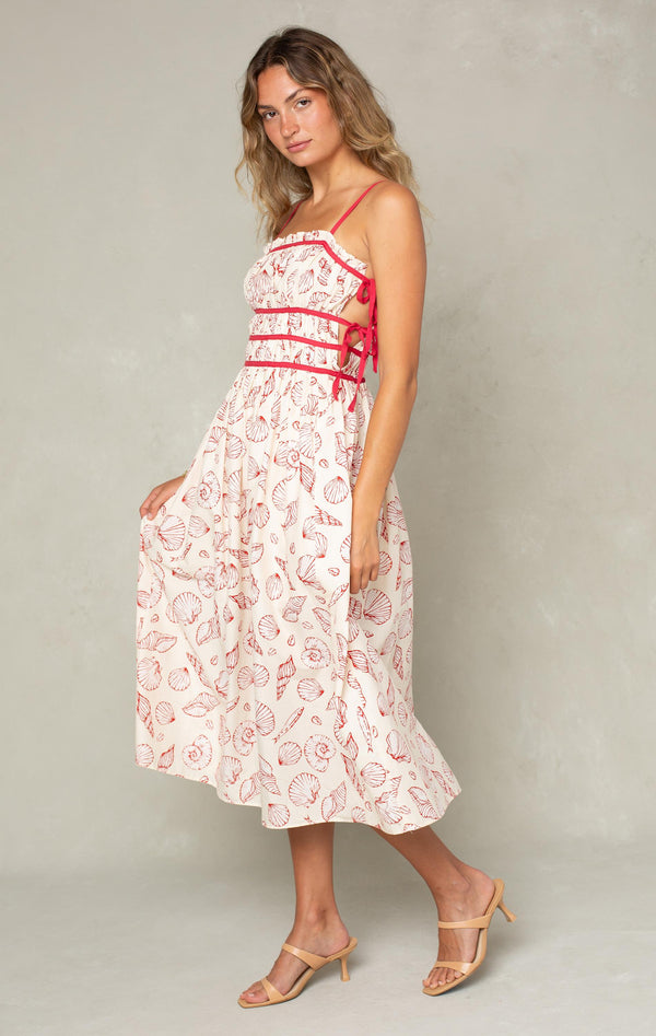  ISLA Shelly Side Tie Midi Dress