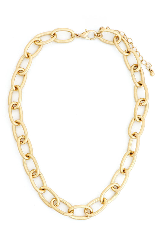  SOUTH MOON UNDER 18 In Neck Oval Link Chain Worn Gold