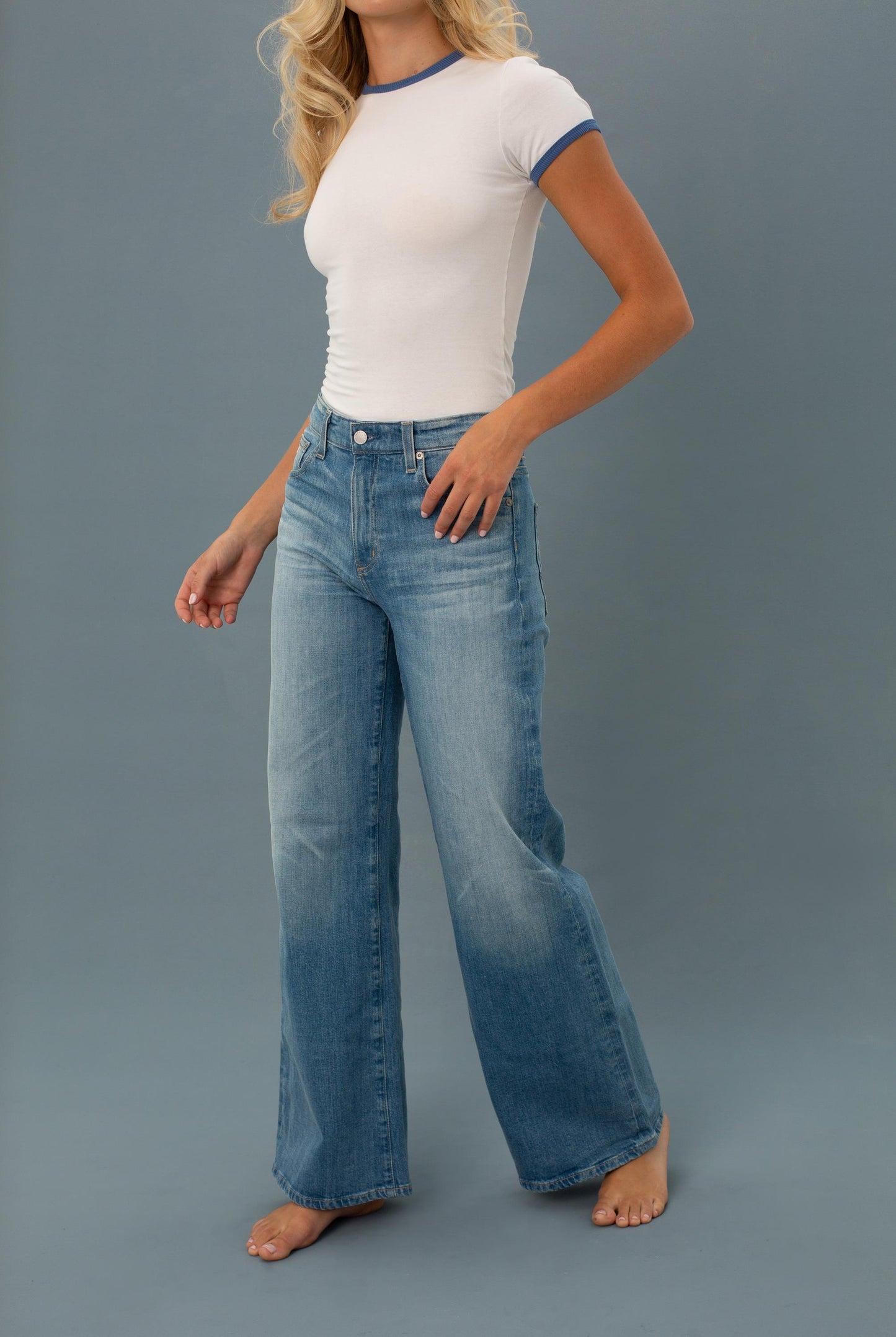  AG Mid Rise Wide Leg