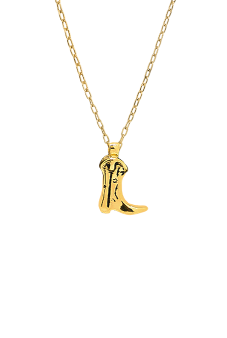  SECRET BOX Gold Dipped Western Boots Necklace