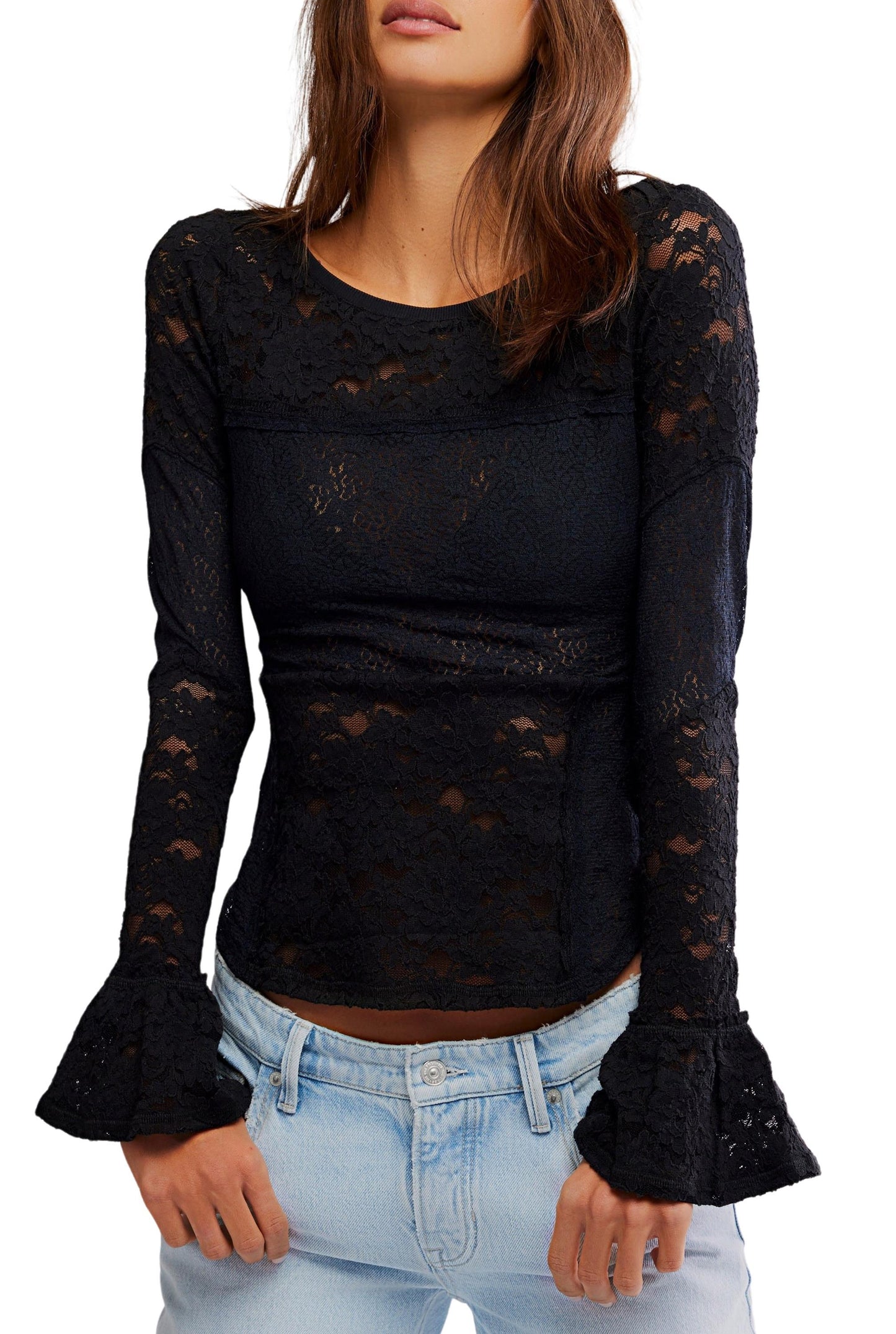  FREE PEOPLE Lace Layering Knit