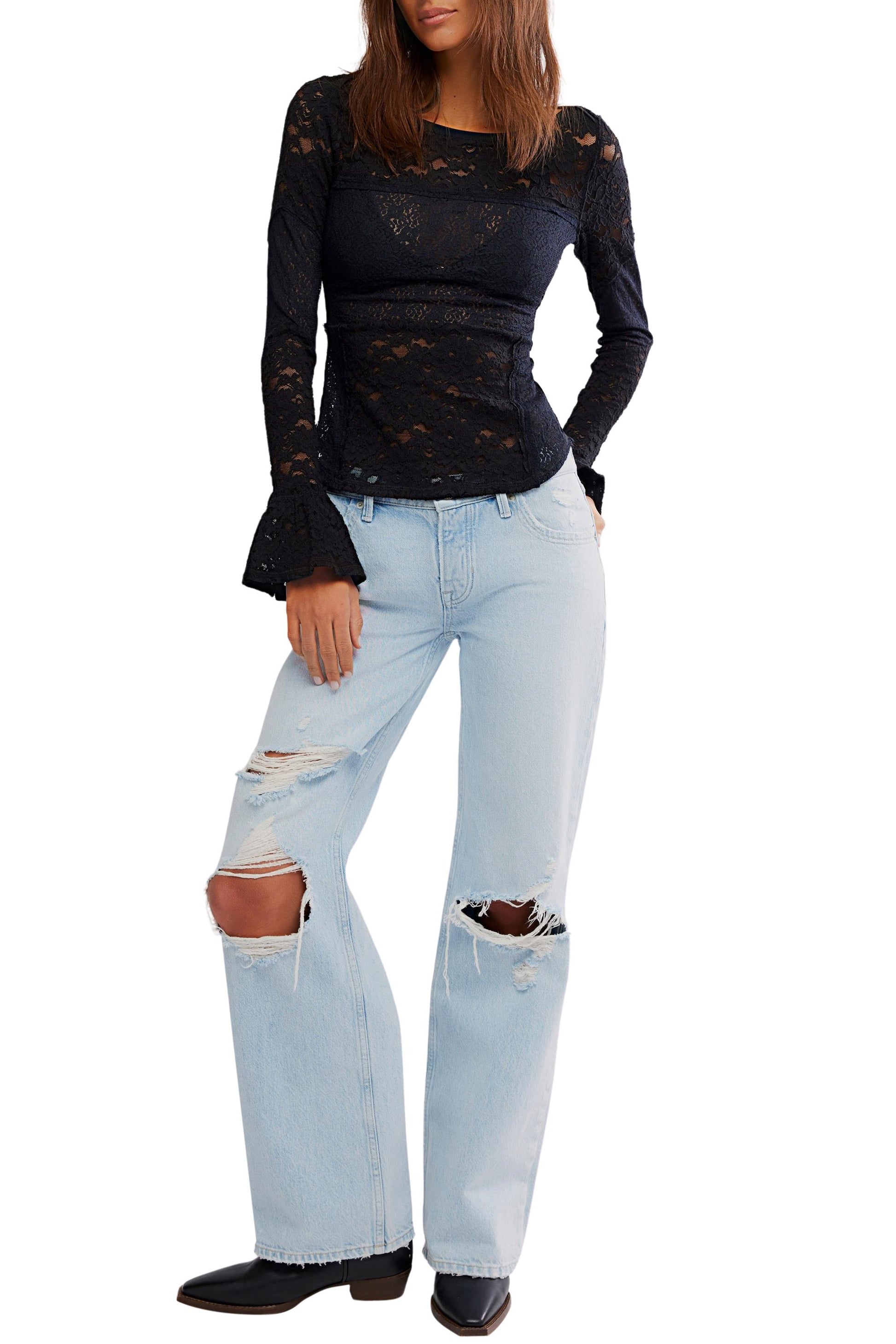  FREE PEOPLE Lace Layering Knit