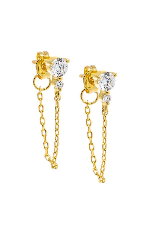  BY ADINA EDEN Double CZ Chain Front Back Stud Earring