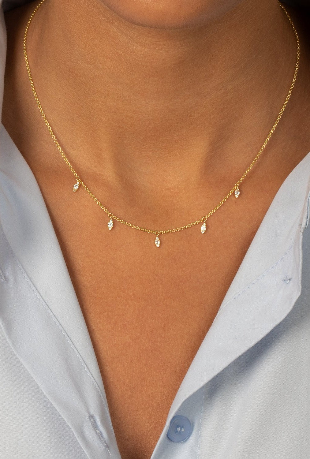  BY ADINA EDEN CZ Marquise Dangling Shaker Necklace