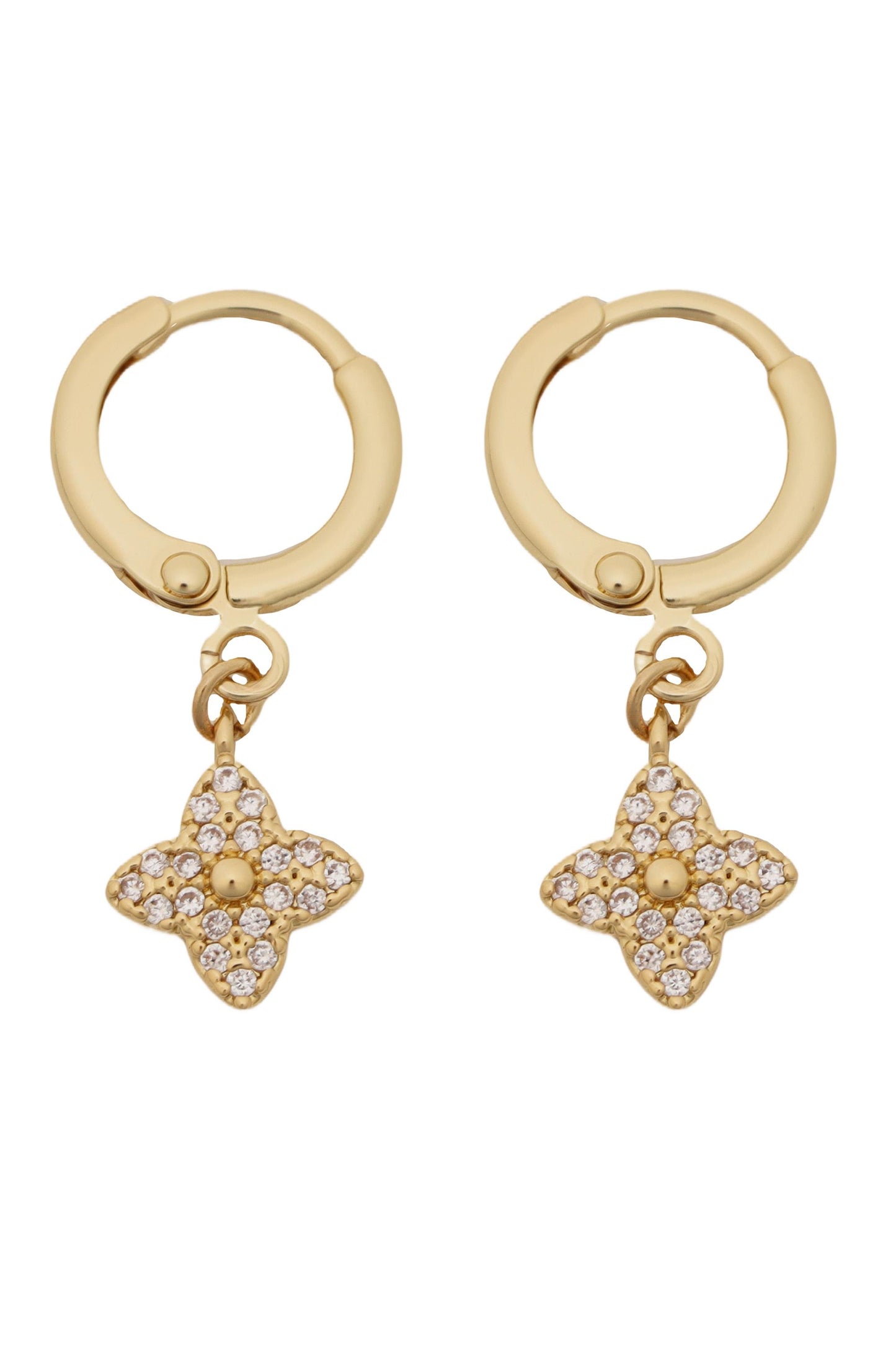  PANACEA 0.9 In Ear Hoop Earring Clover Pave