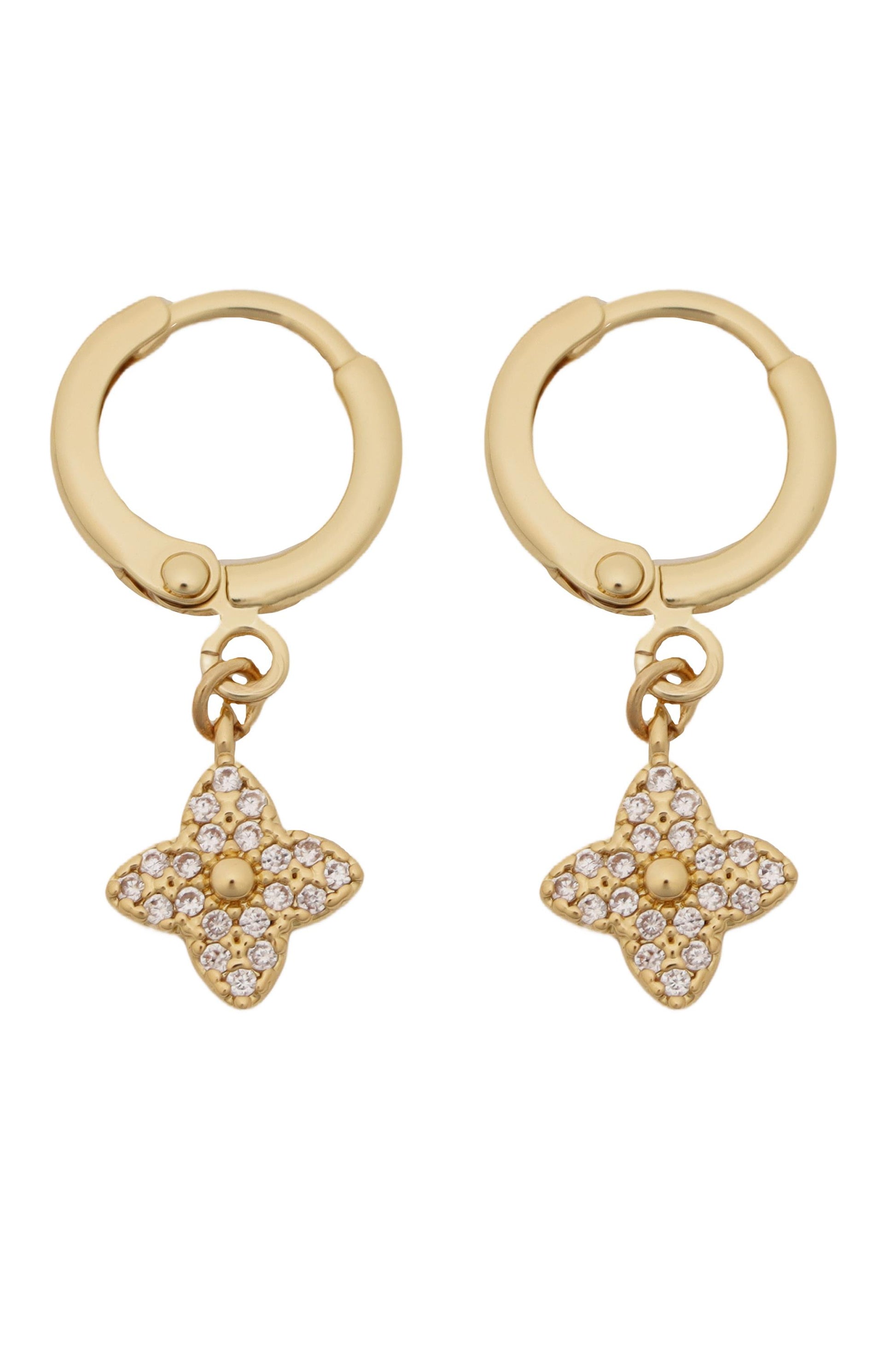  PANACEA 0.9 In Ear Hoop Earring Clover Pave