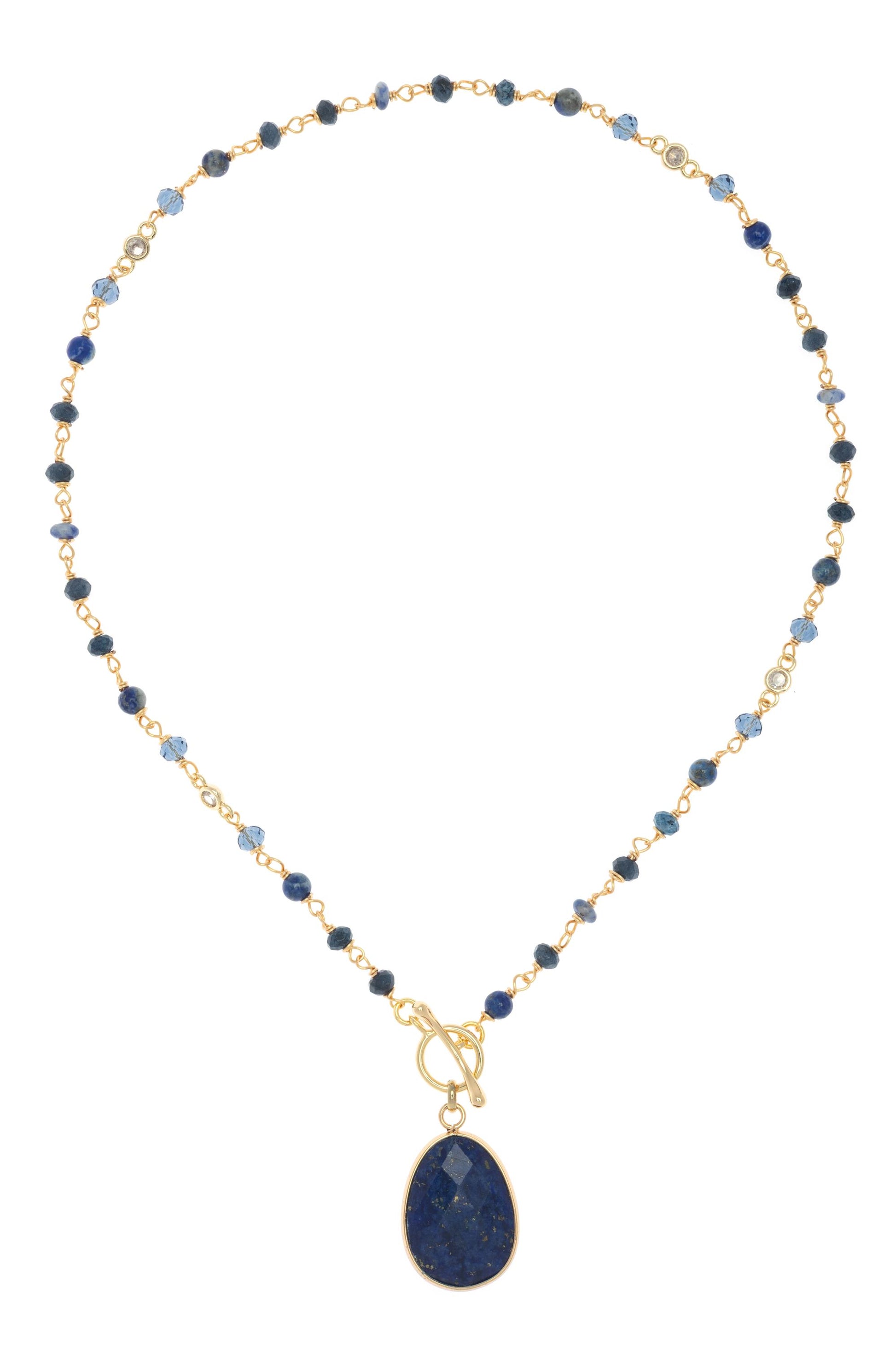  SOUTH MOON UNDER Blue Stone Gd Necklace With Pendant