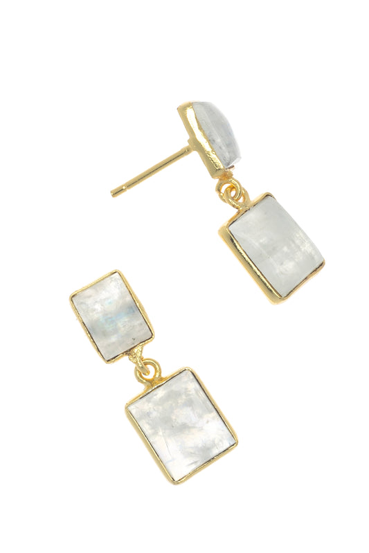  SOUTH MOON UNDER Double Square Moonstone Earrings